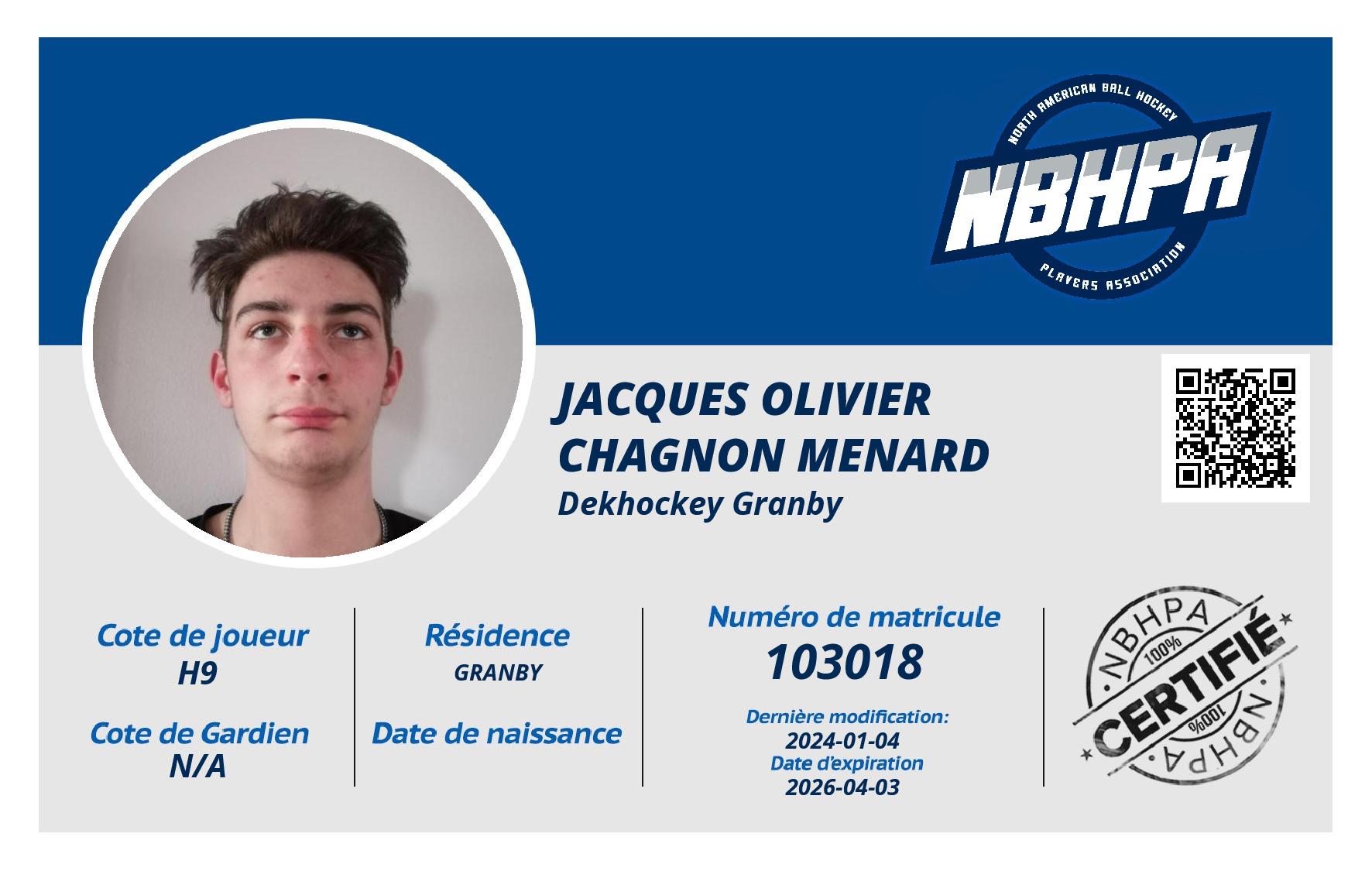 Jacques Olivier Chagnon Menard