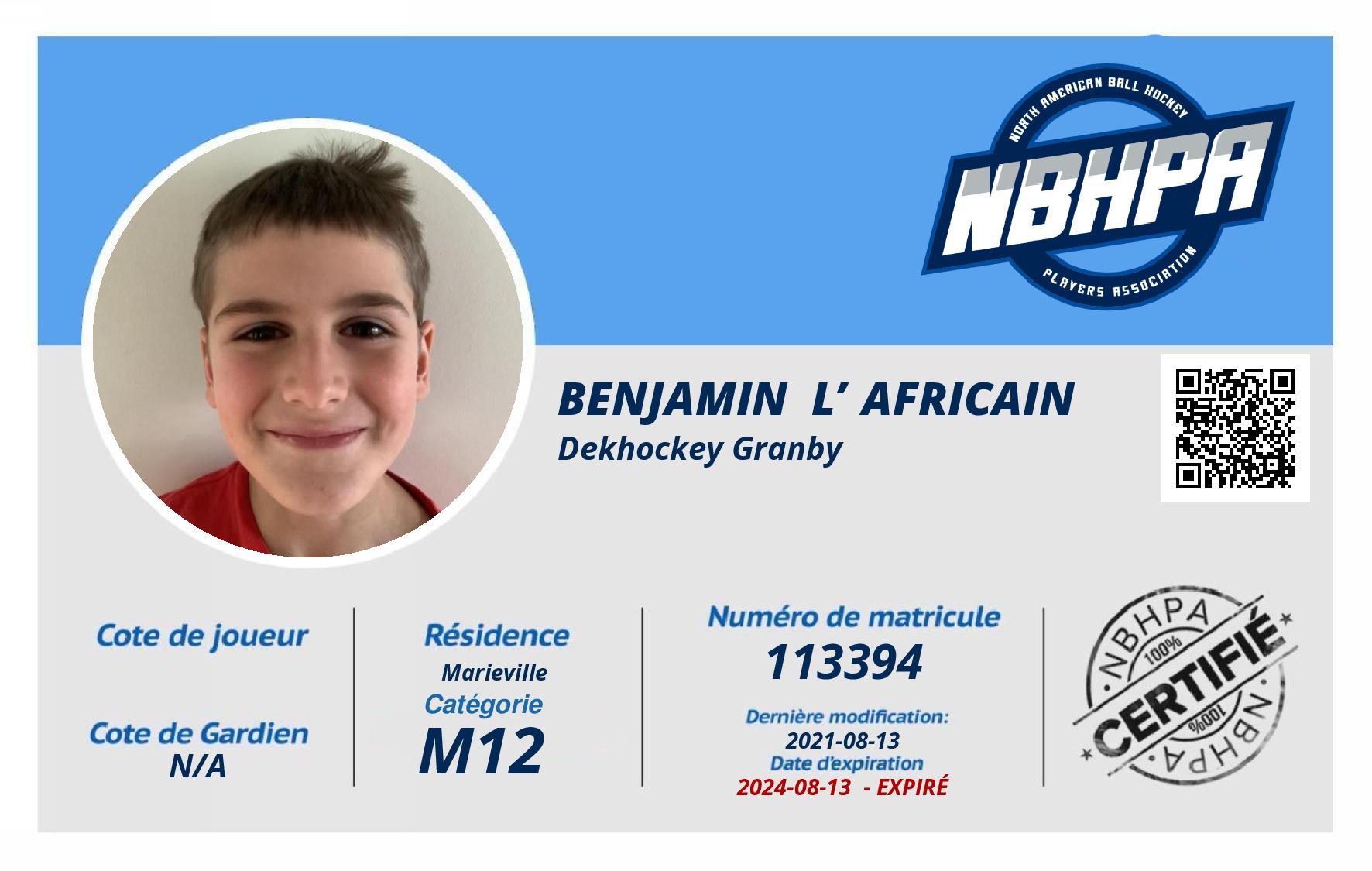 Benjamin  L’Africain 
