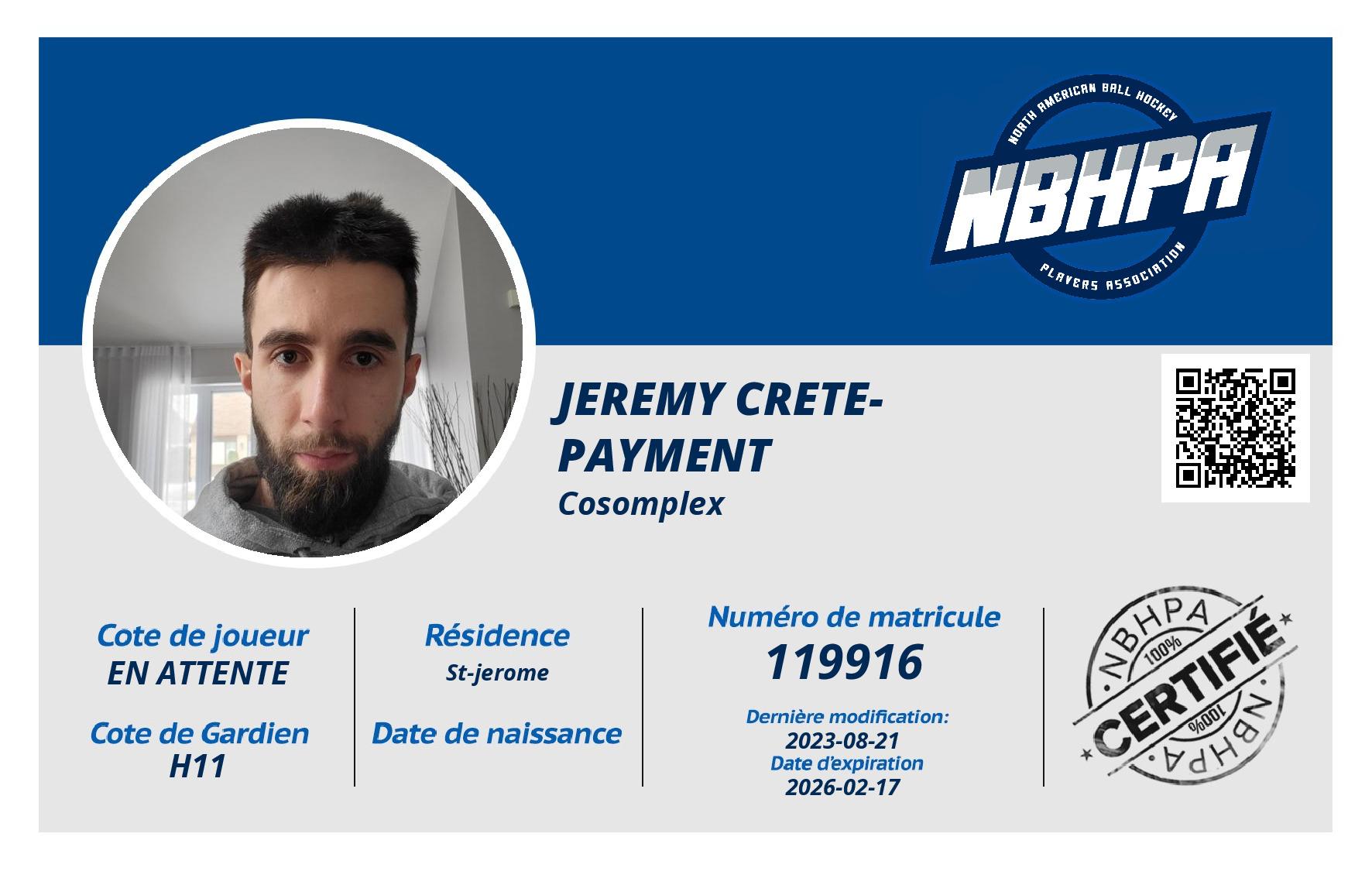 Jeremy Crete-Payment