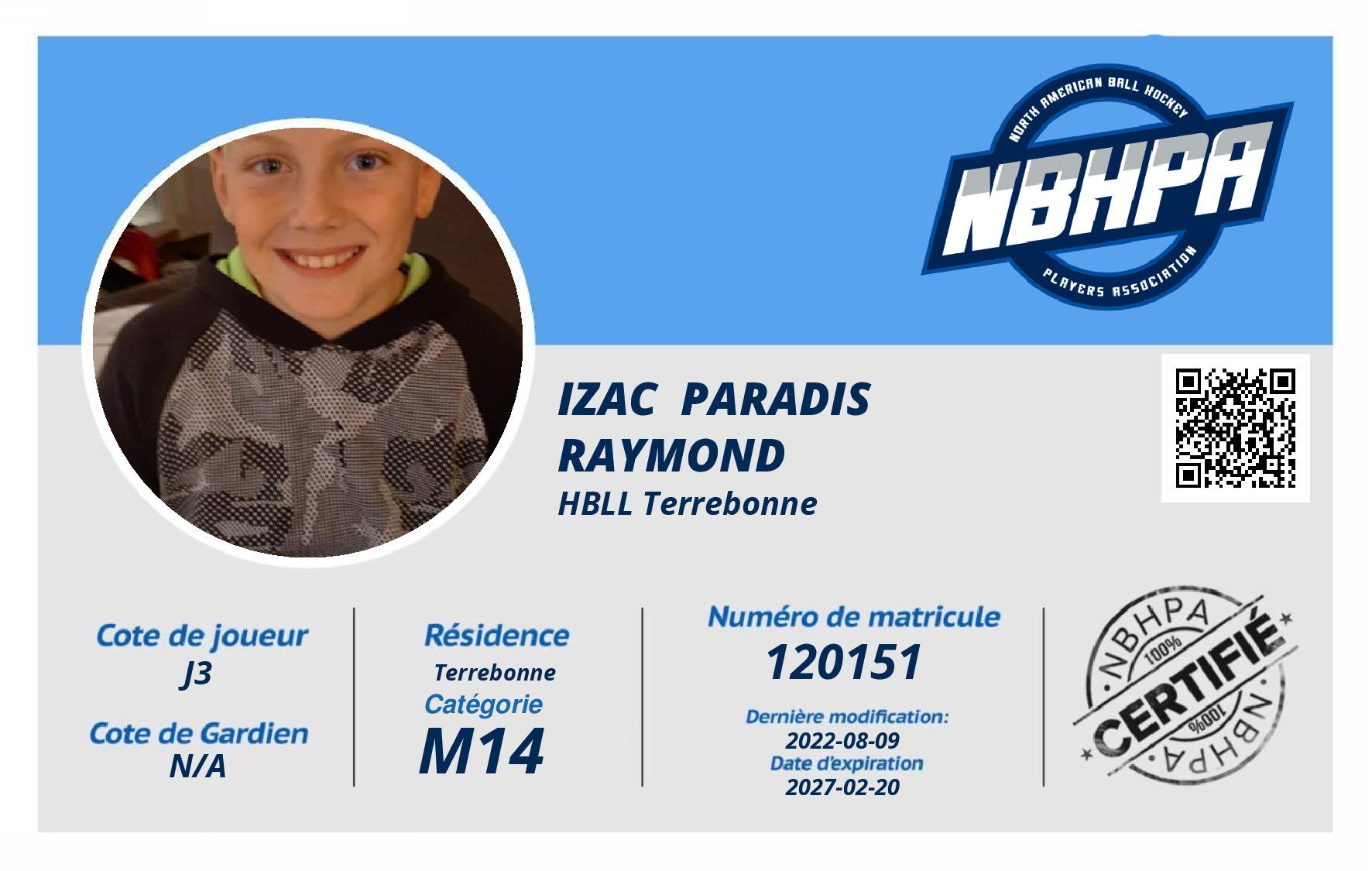Izac  Paradis Raymond 