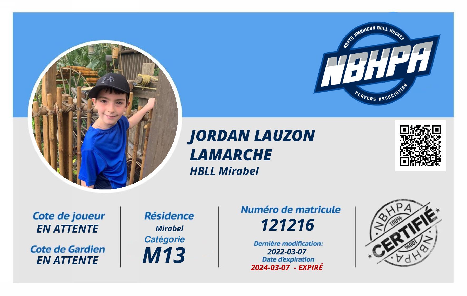 Jordan Lauzon Lamarche 