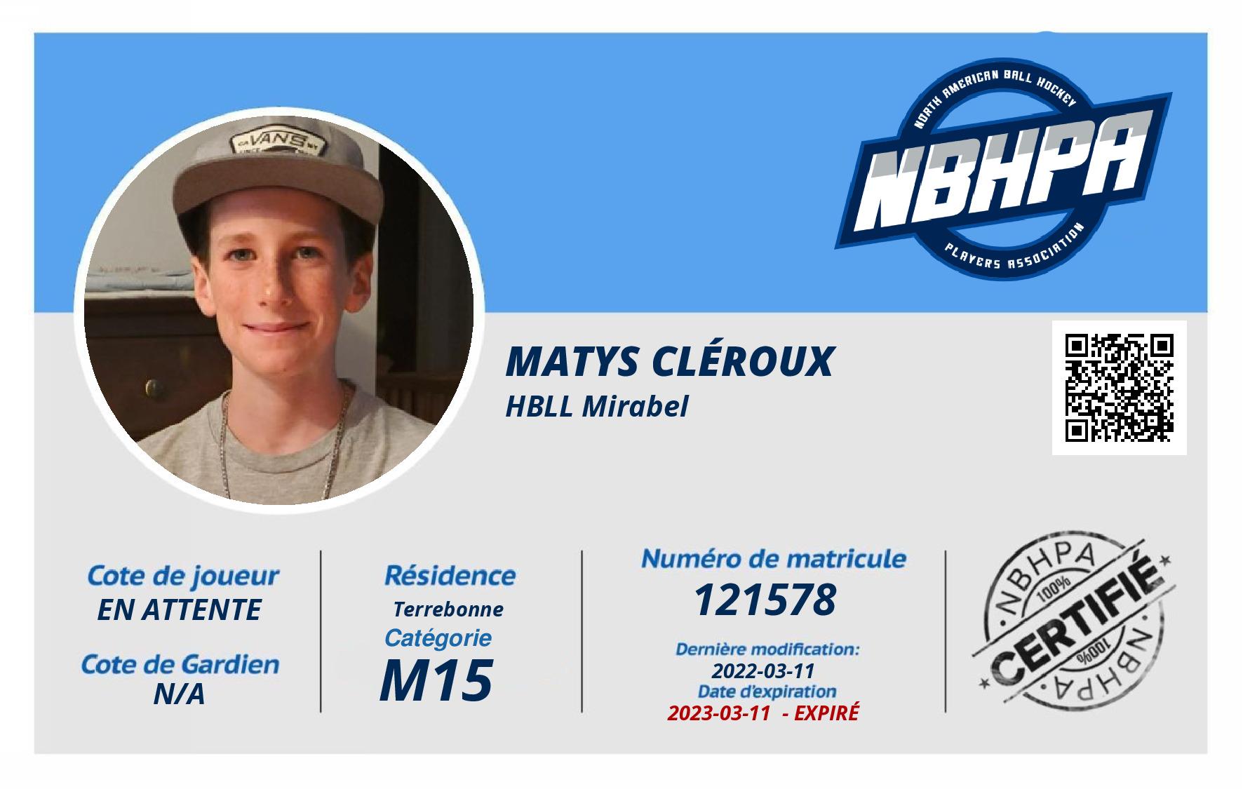 Matys Cléroux 