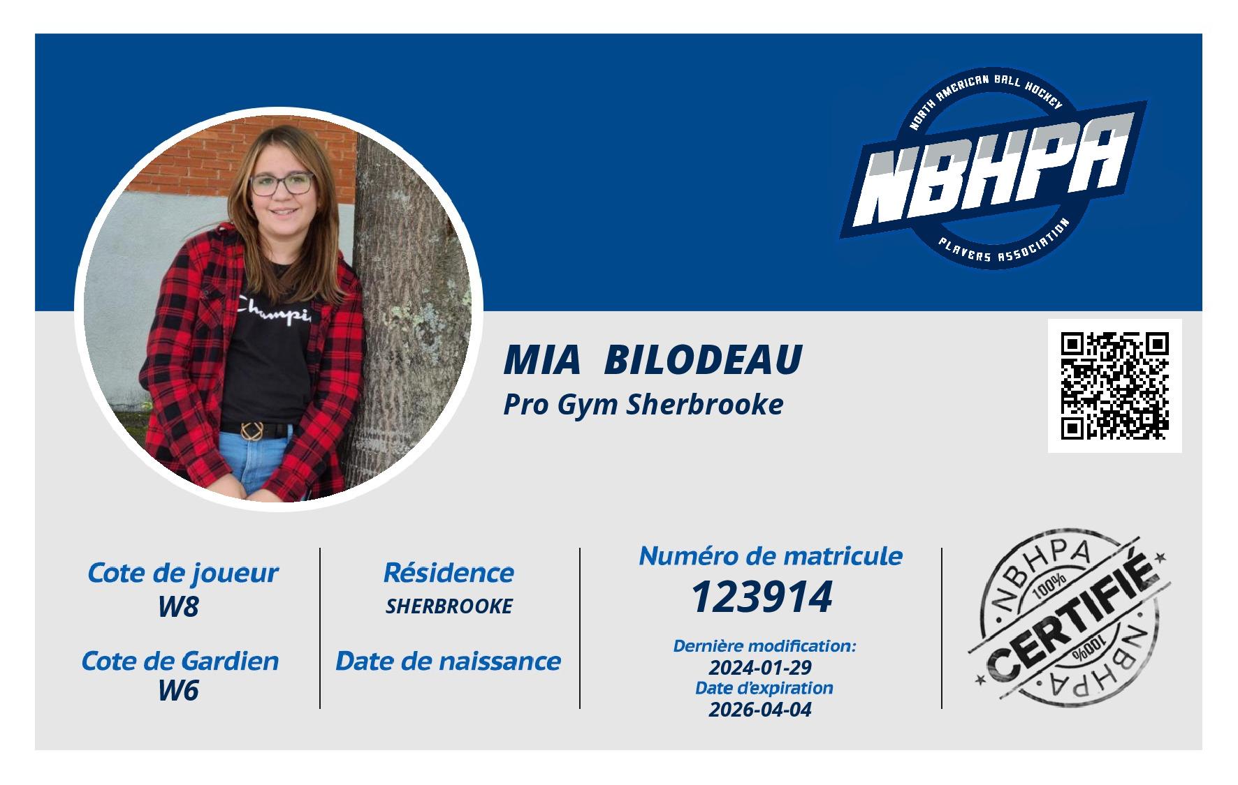Mia  Bilodeau