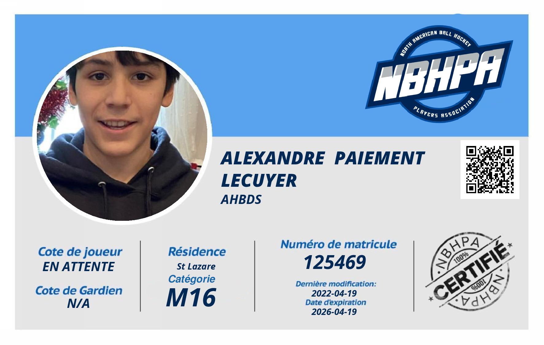 Alexandre  Paiement Lecuyer 