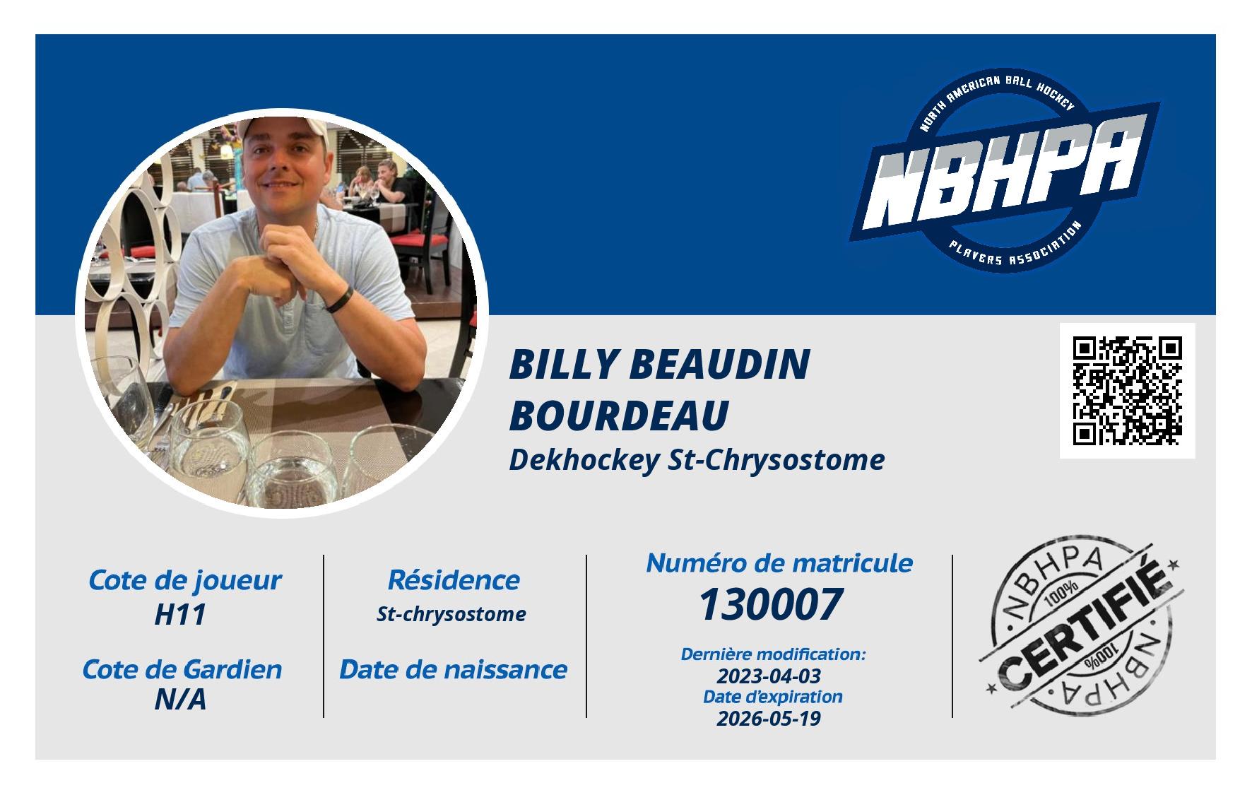 Billy Beaudin bourdeau