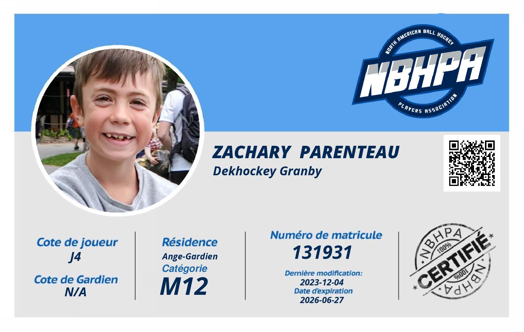 Zachary  Parenteau