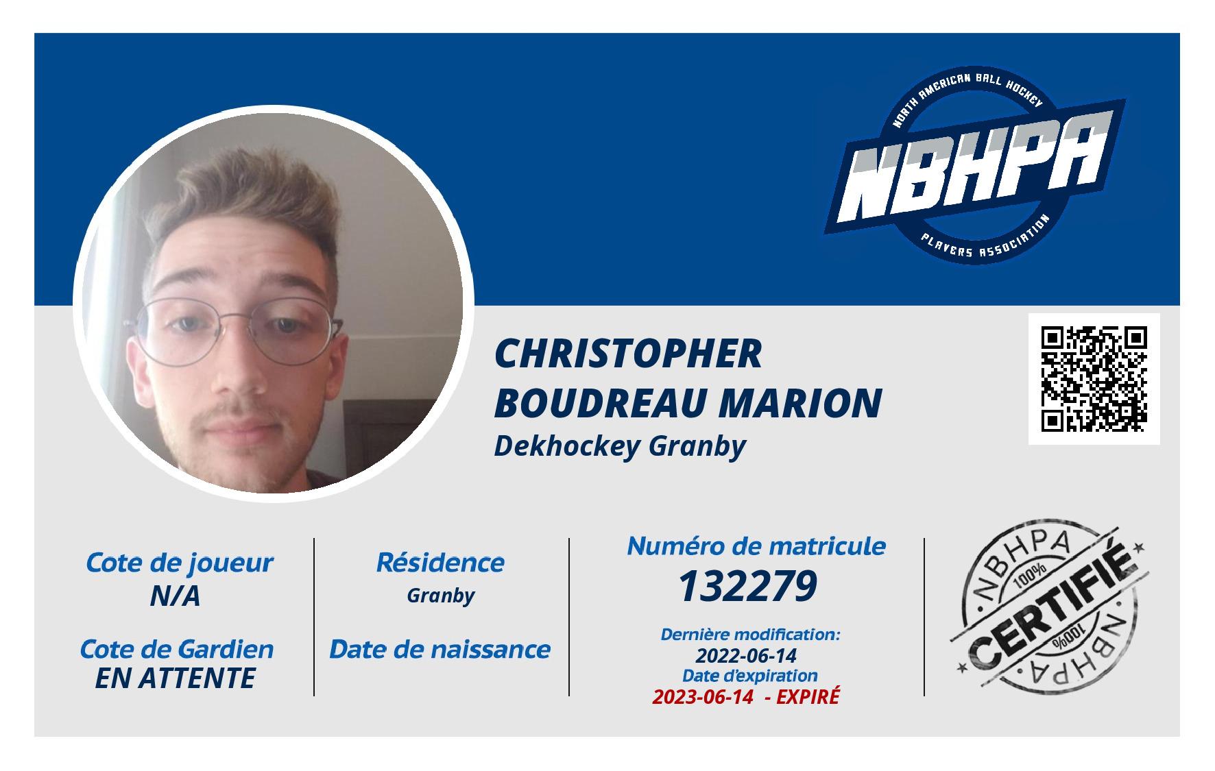 Christopher  Boudreau Marion 