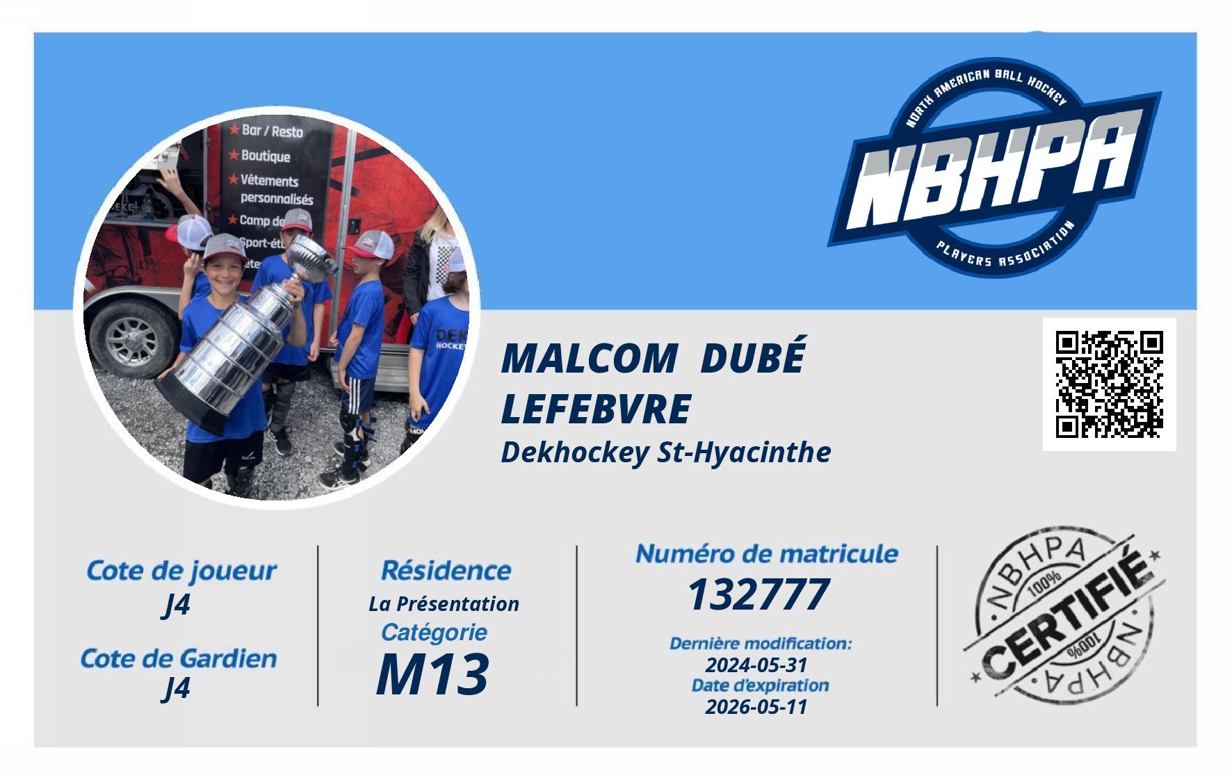 Malcom  Dubé Lefebvre 