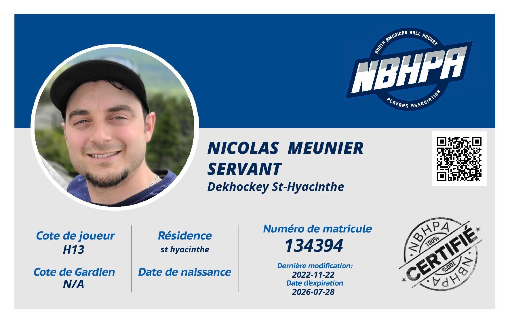 Nicolas  Meunier Servant 