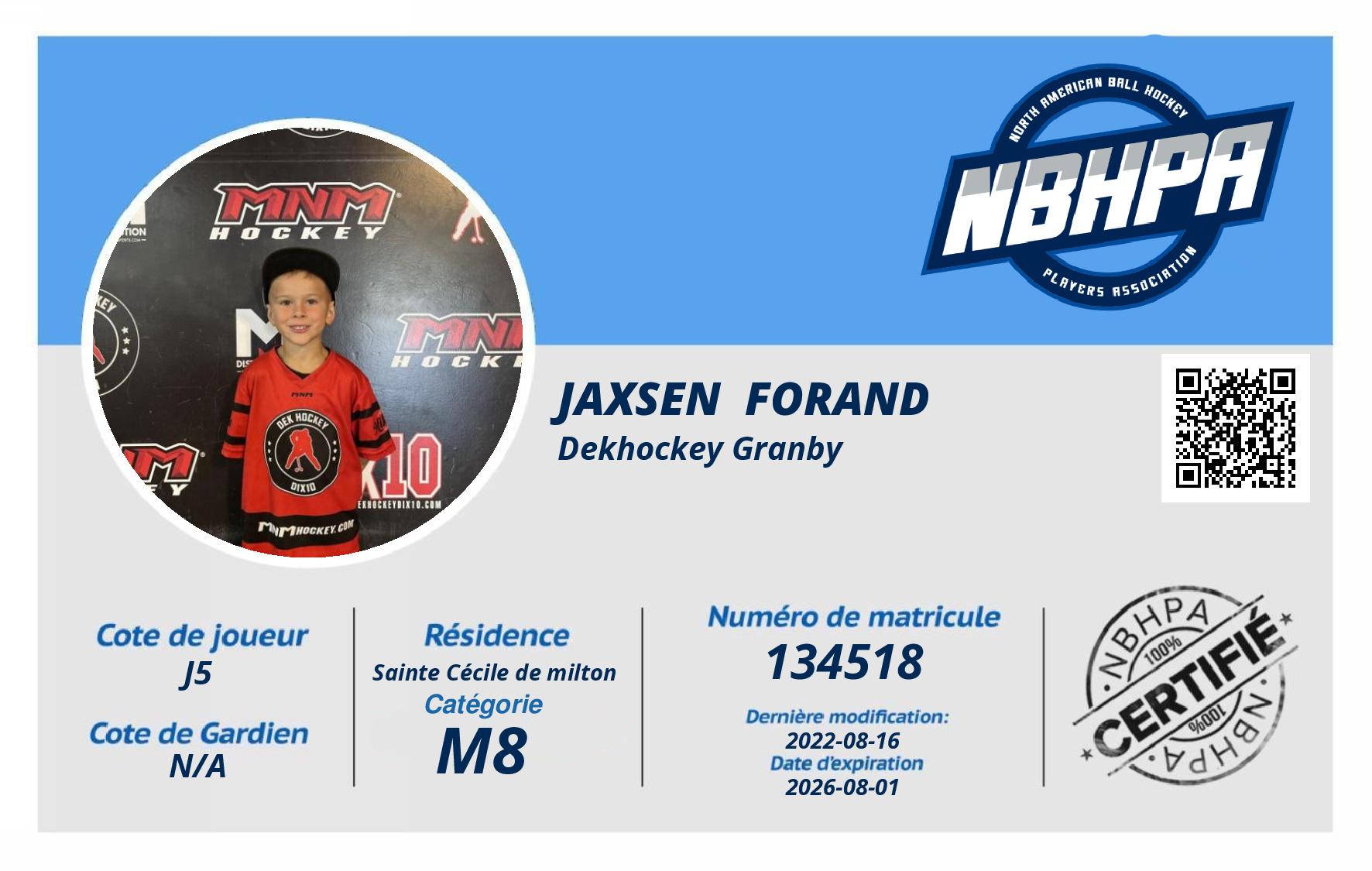 Jaxsen  Forand