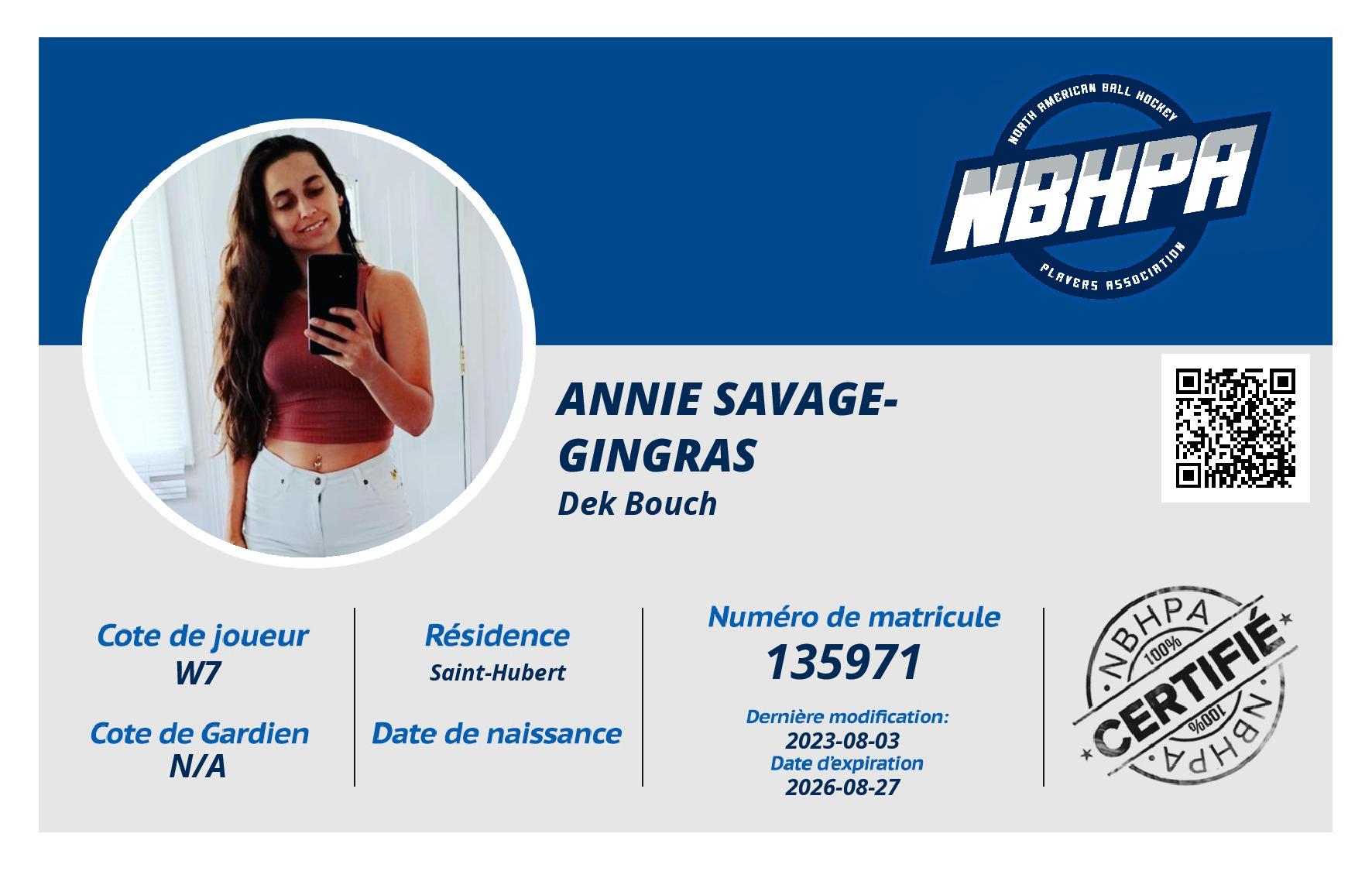 Annie Savage-Gingras