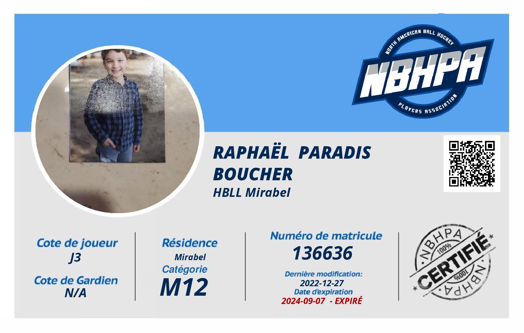 Raphaël  Paradis Boucher