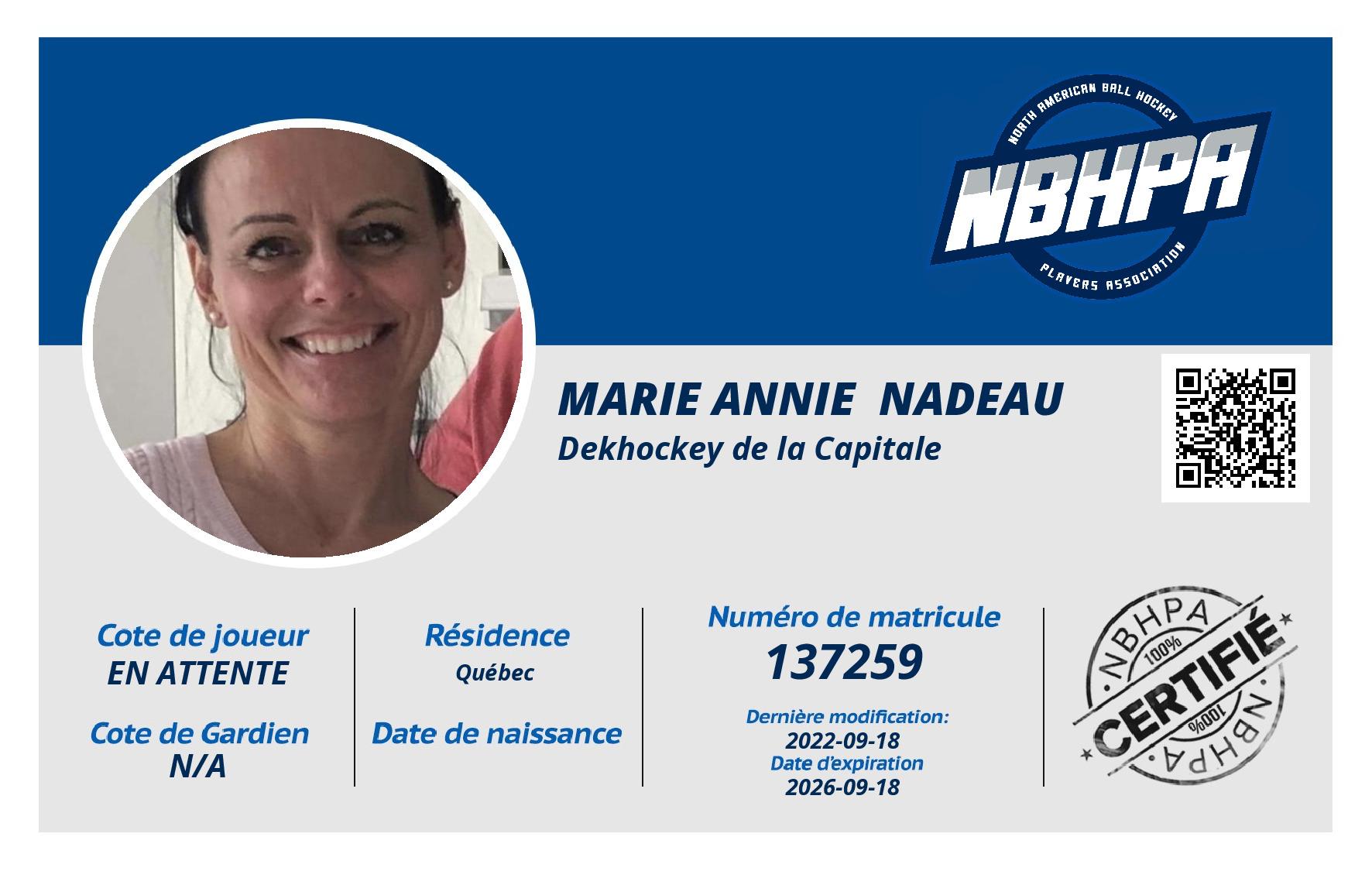Marie Annie  Nadeau 