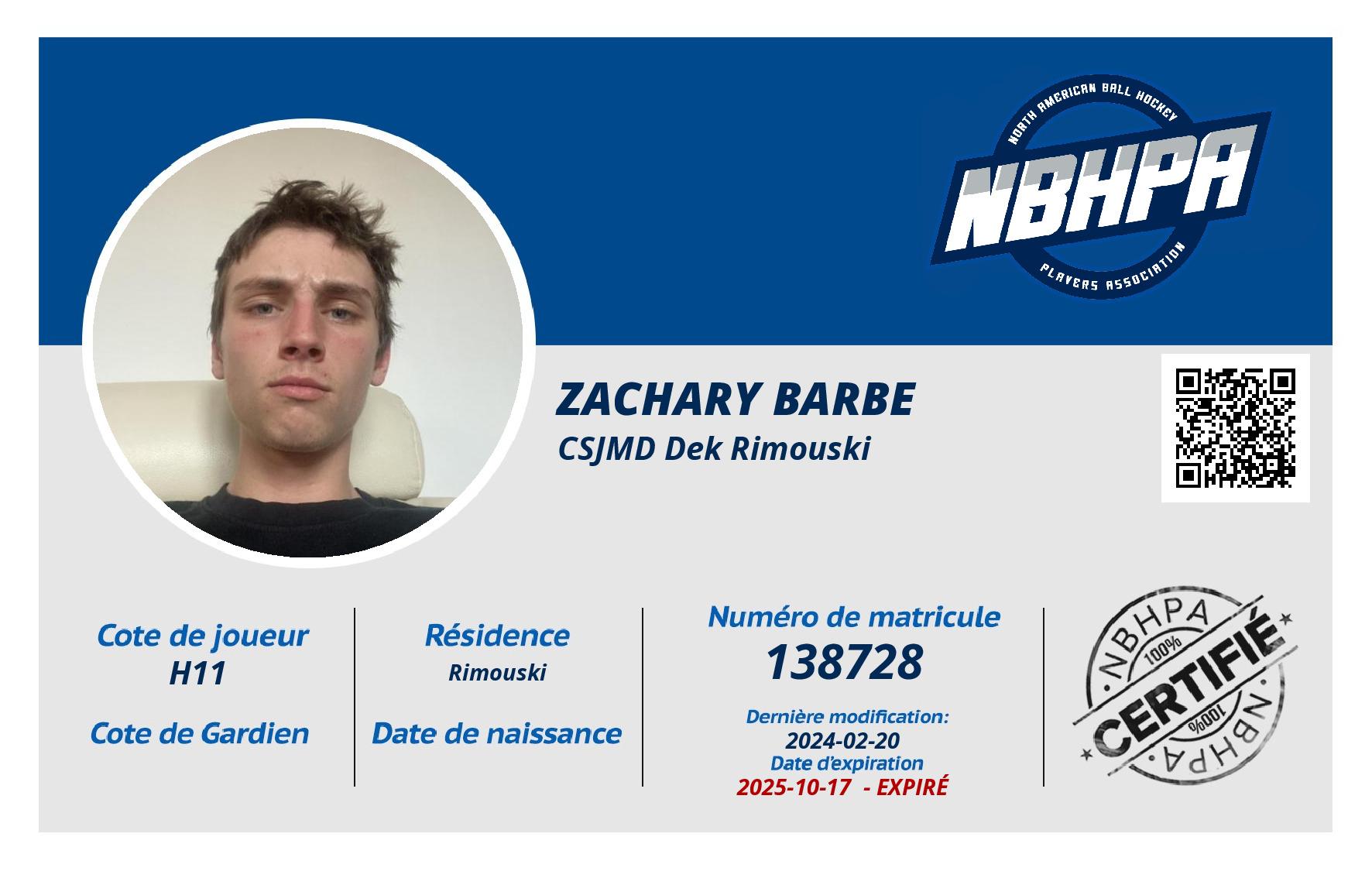 Zachary Barbe