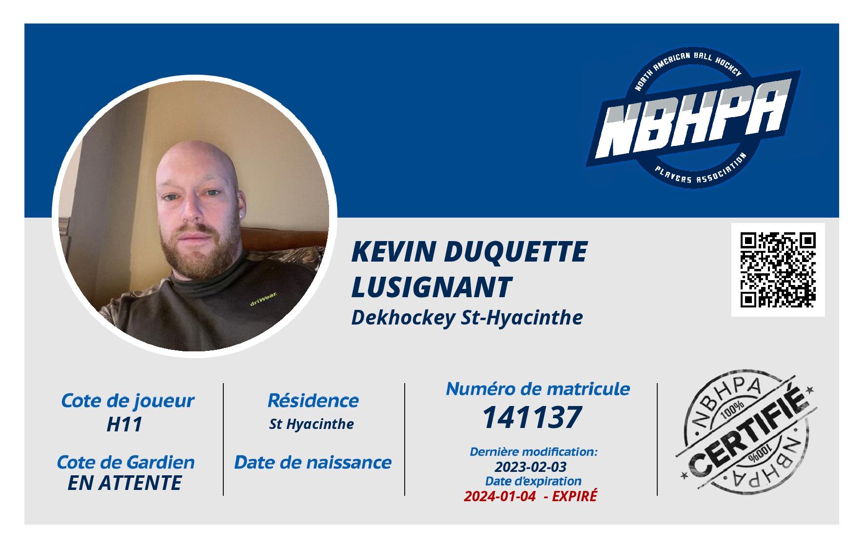 Kevin Duquette Lusignant 