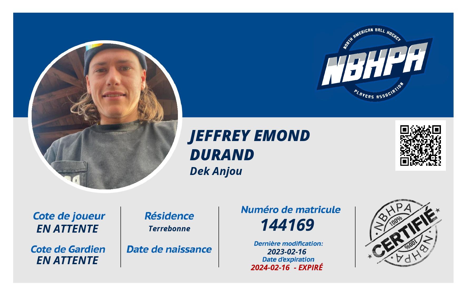 Jeffrey Emond durand