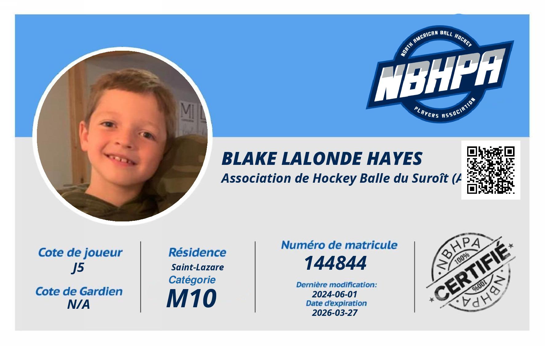 Blake Lalonde Hayes