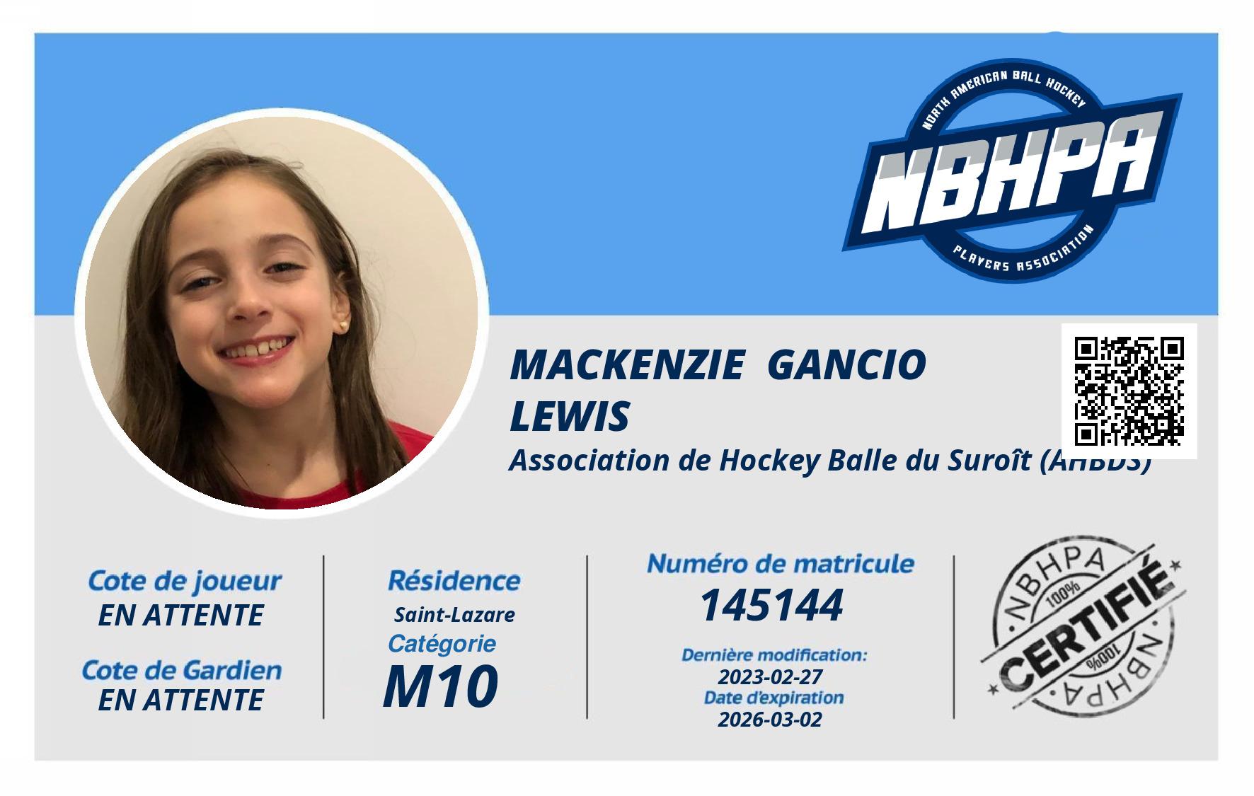 Mackenzie  Gancio Lewis