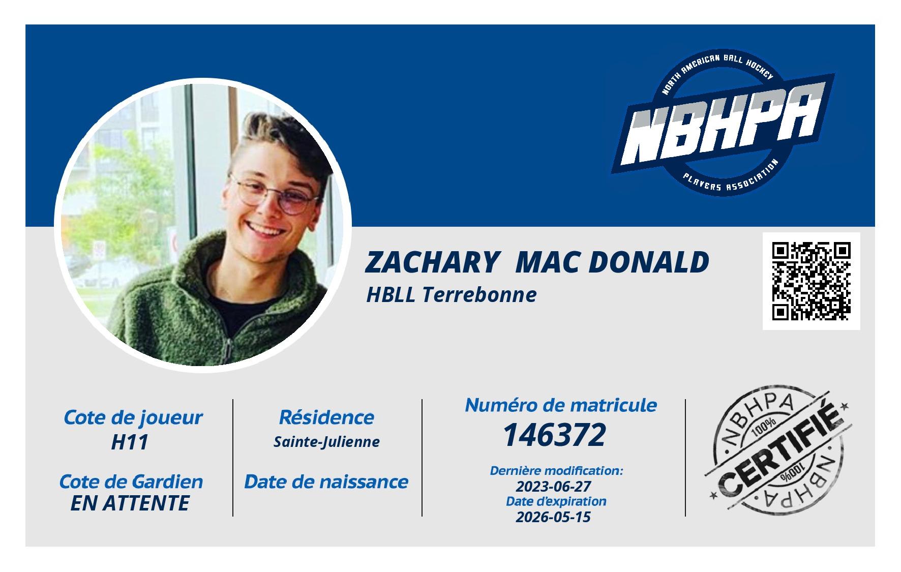 Zachary  Mac Donald