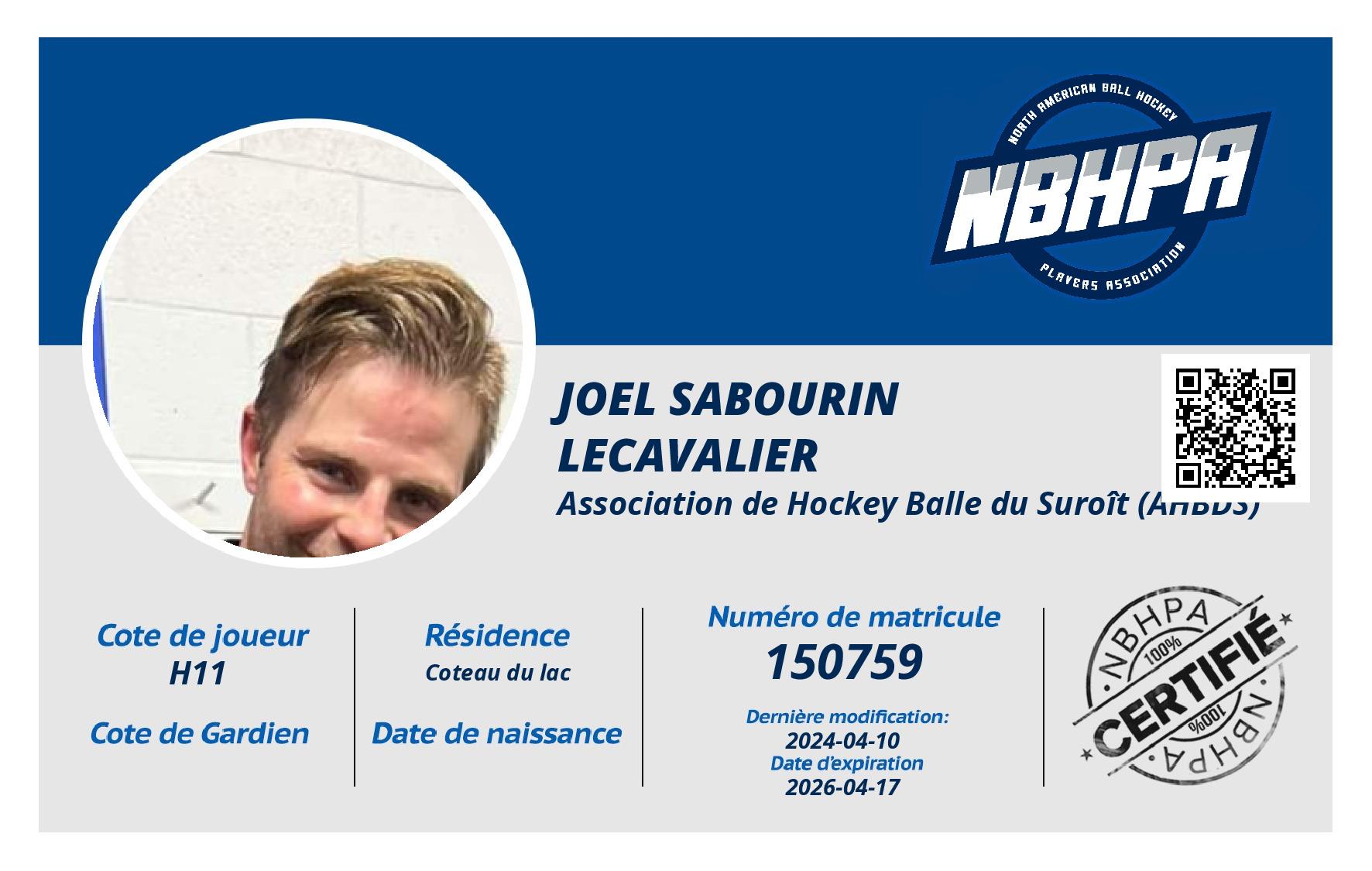 Joel Sabourin lecavalier