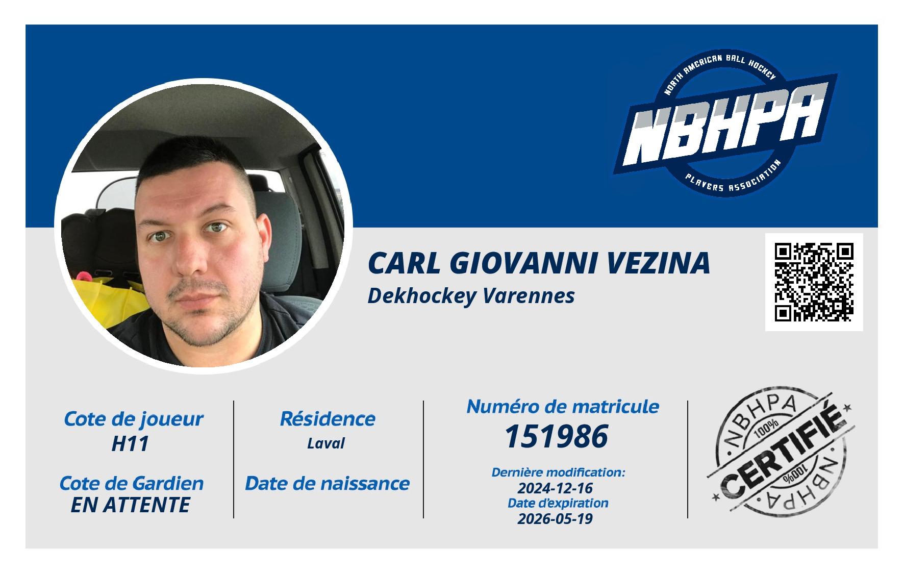 Carl Giovanni Vezina 