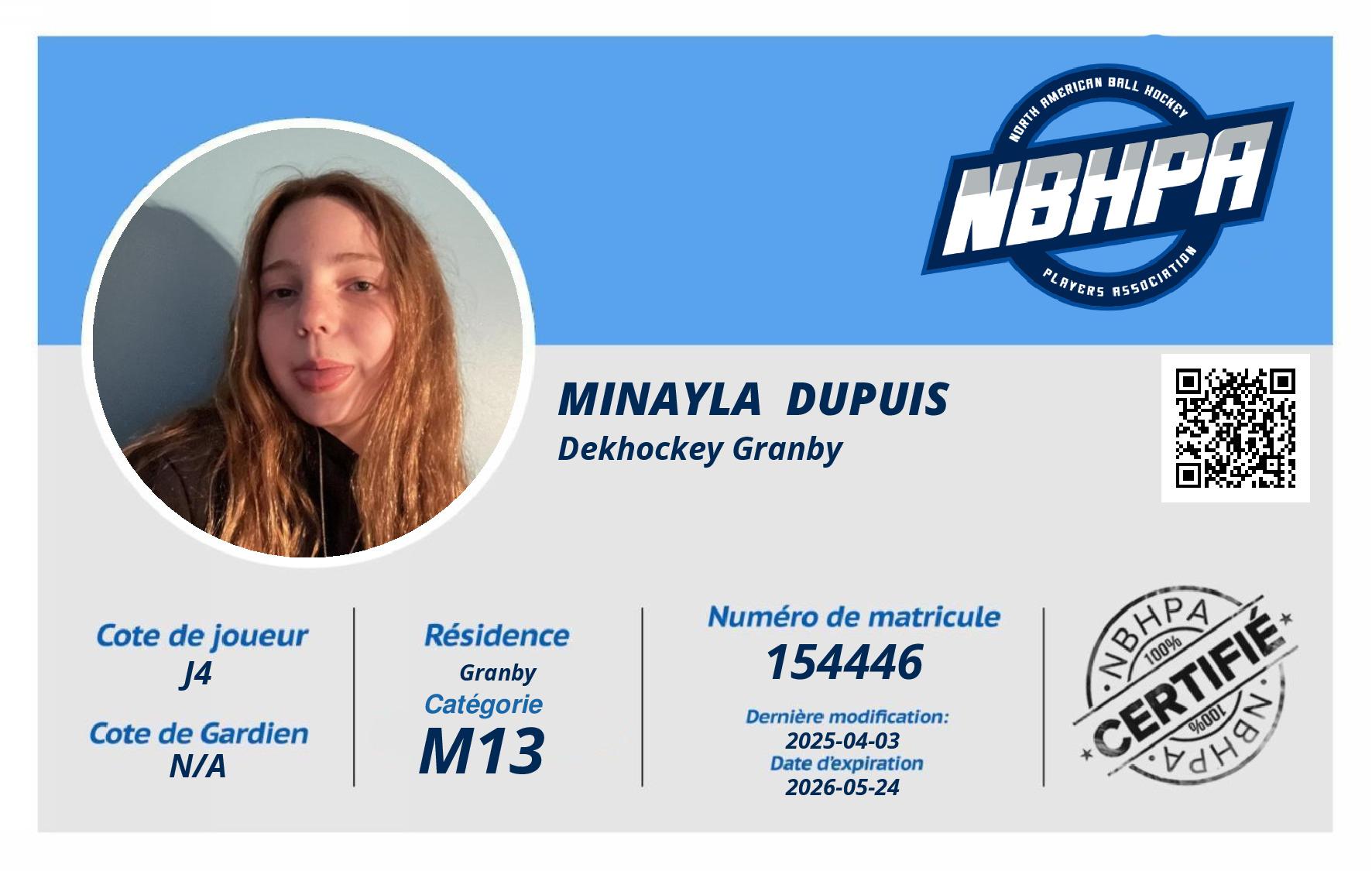 Minayla  Dupuis 