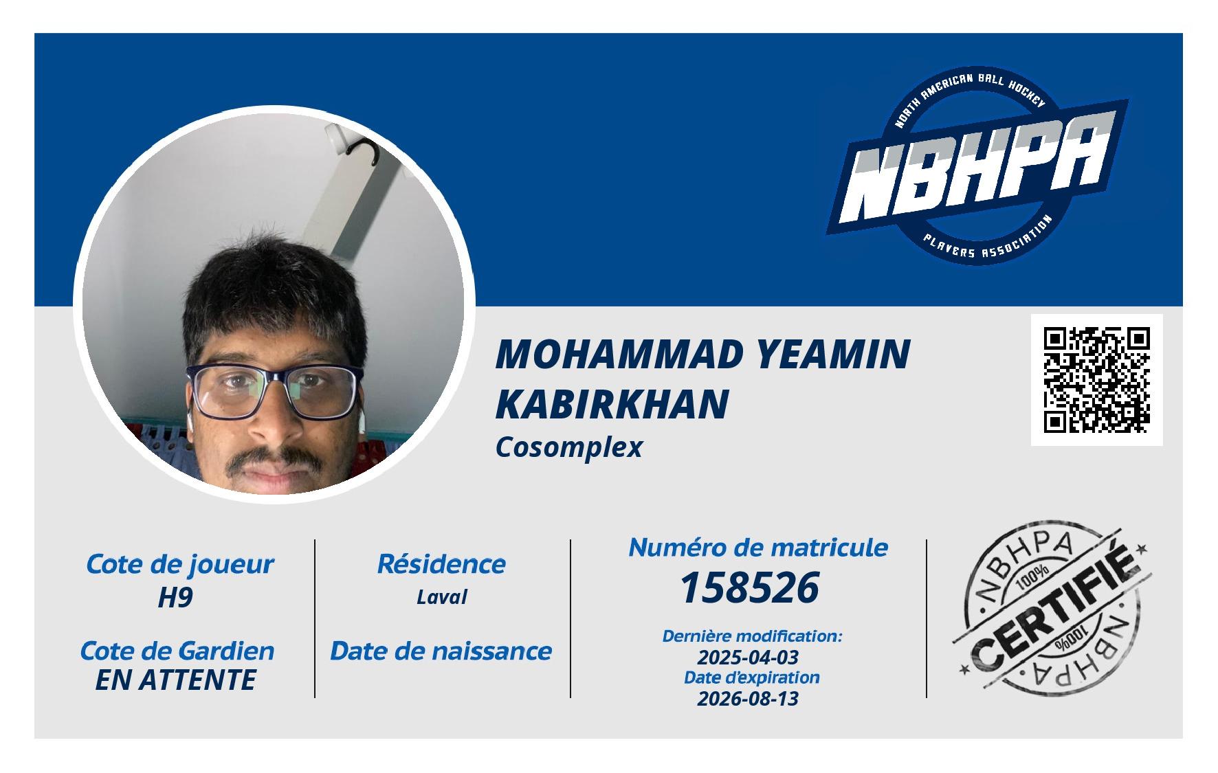 Mohammad Yeamin Kabirkhan 