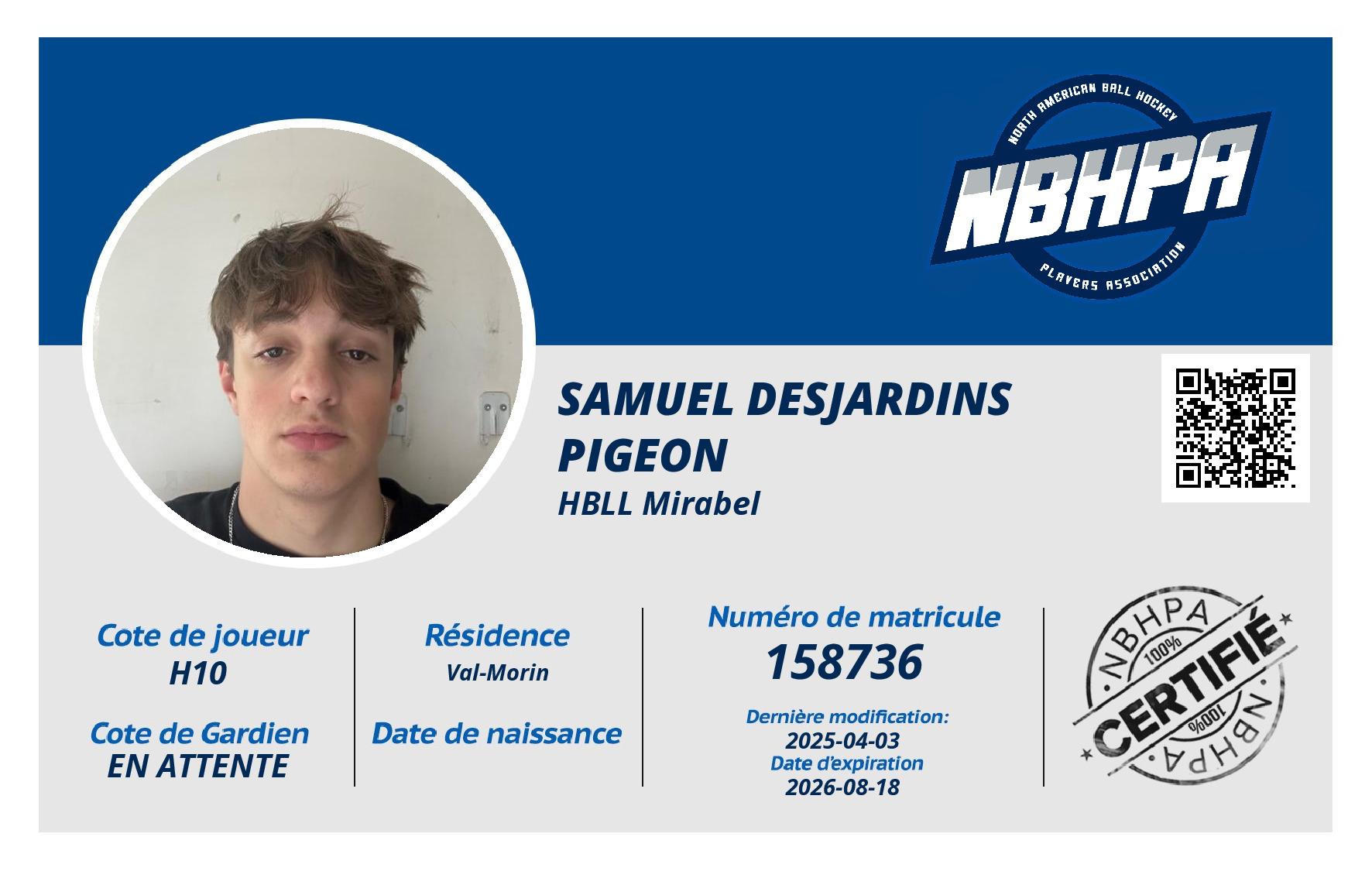 Samuel Desjardins Pigeon