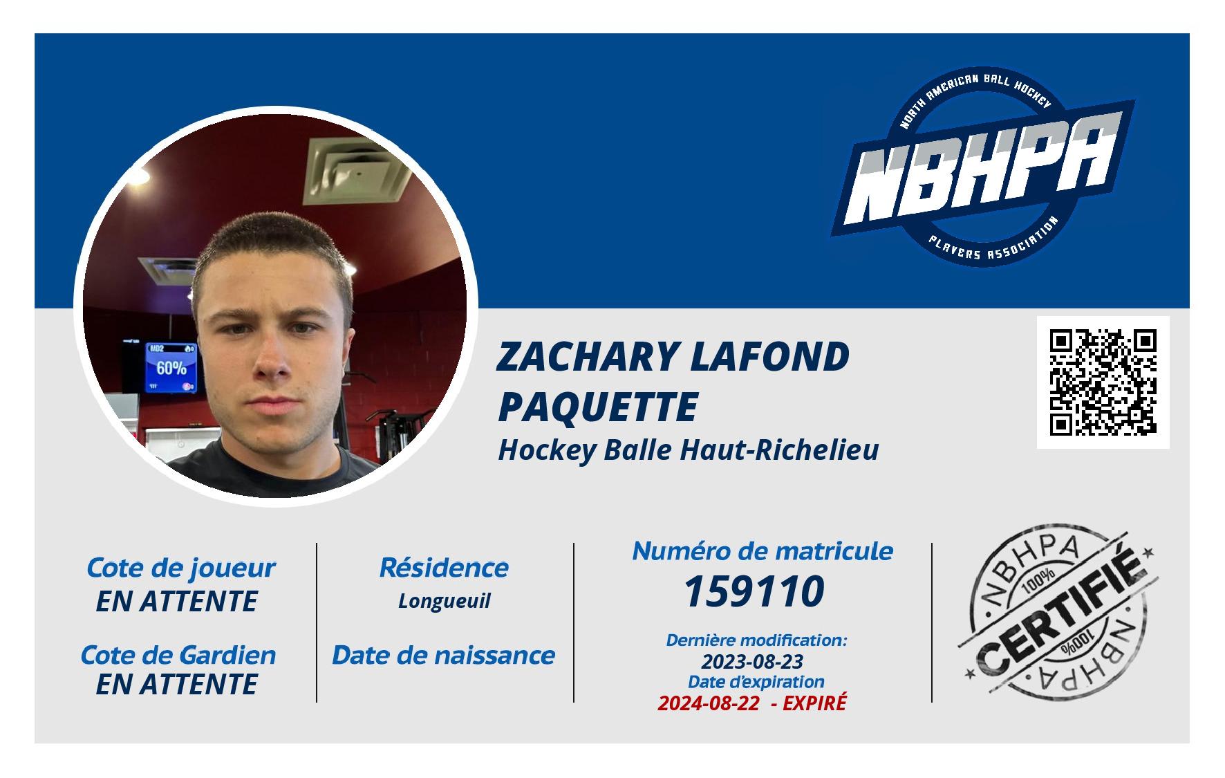 Zachary Lafond paquette 