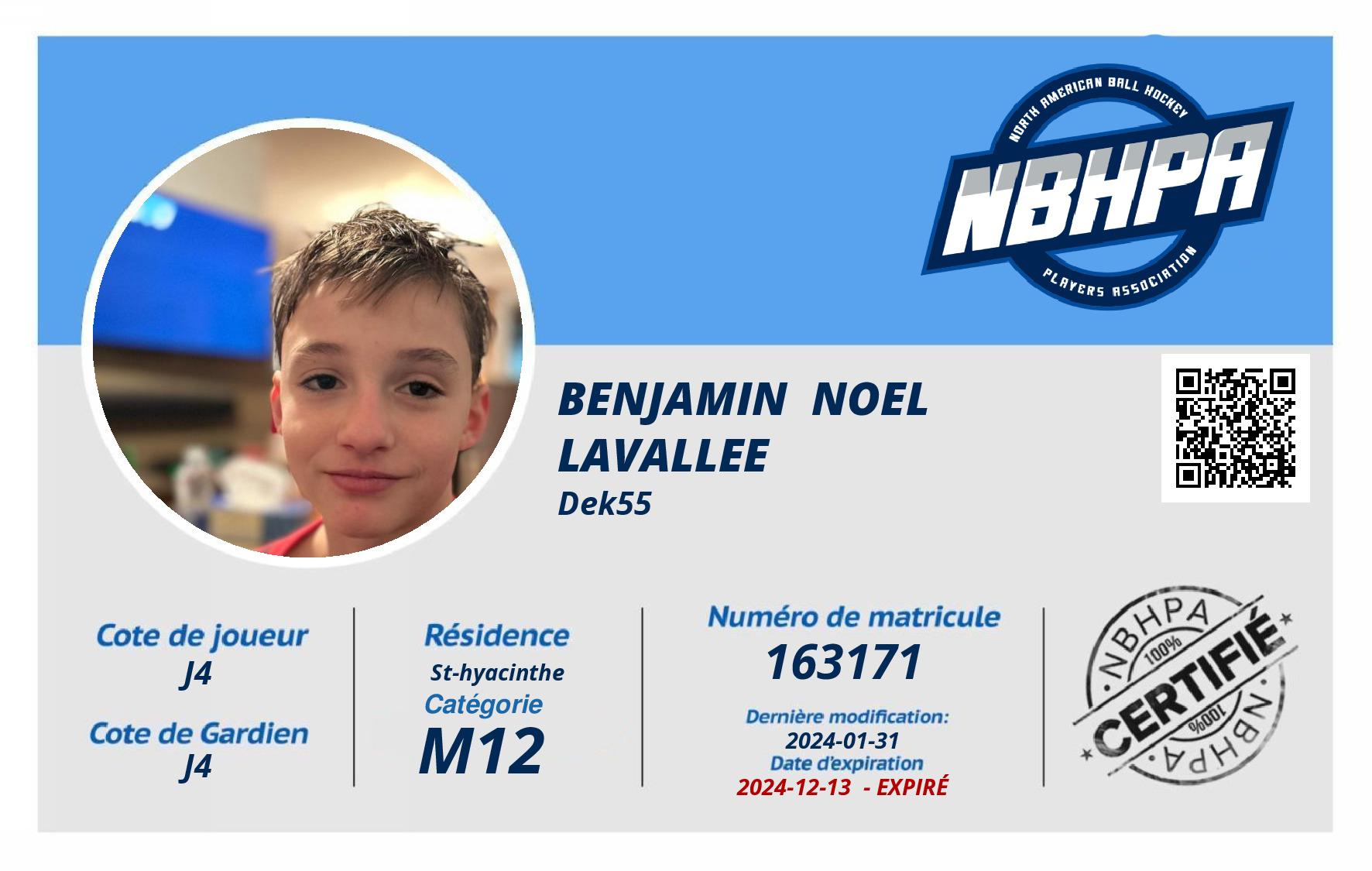 Benjamin  Noel Lavallee 