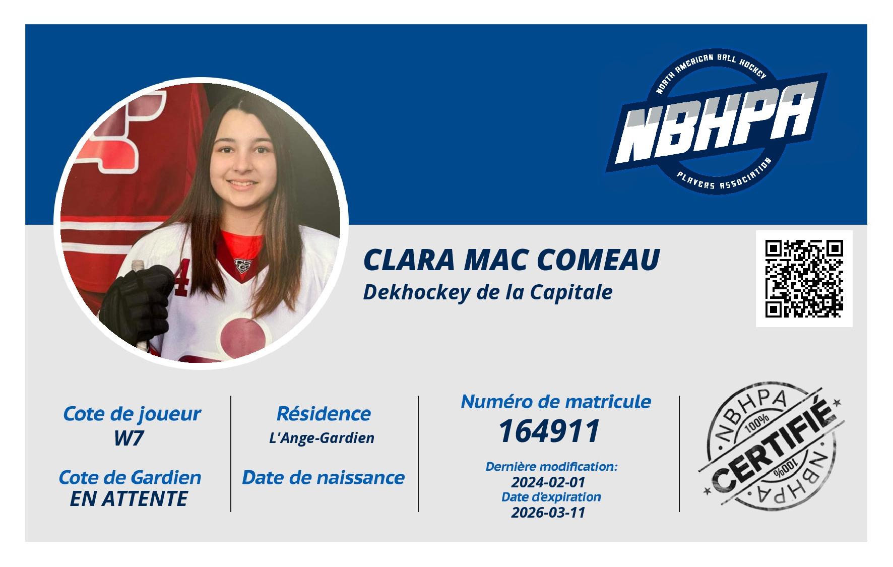 Clara Mac Comeau 