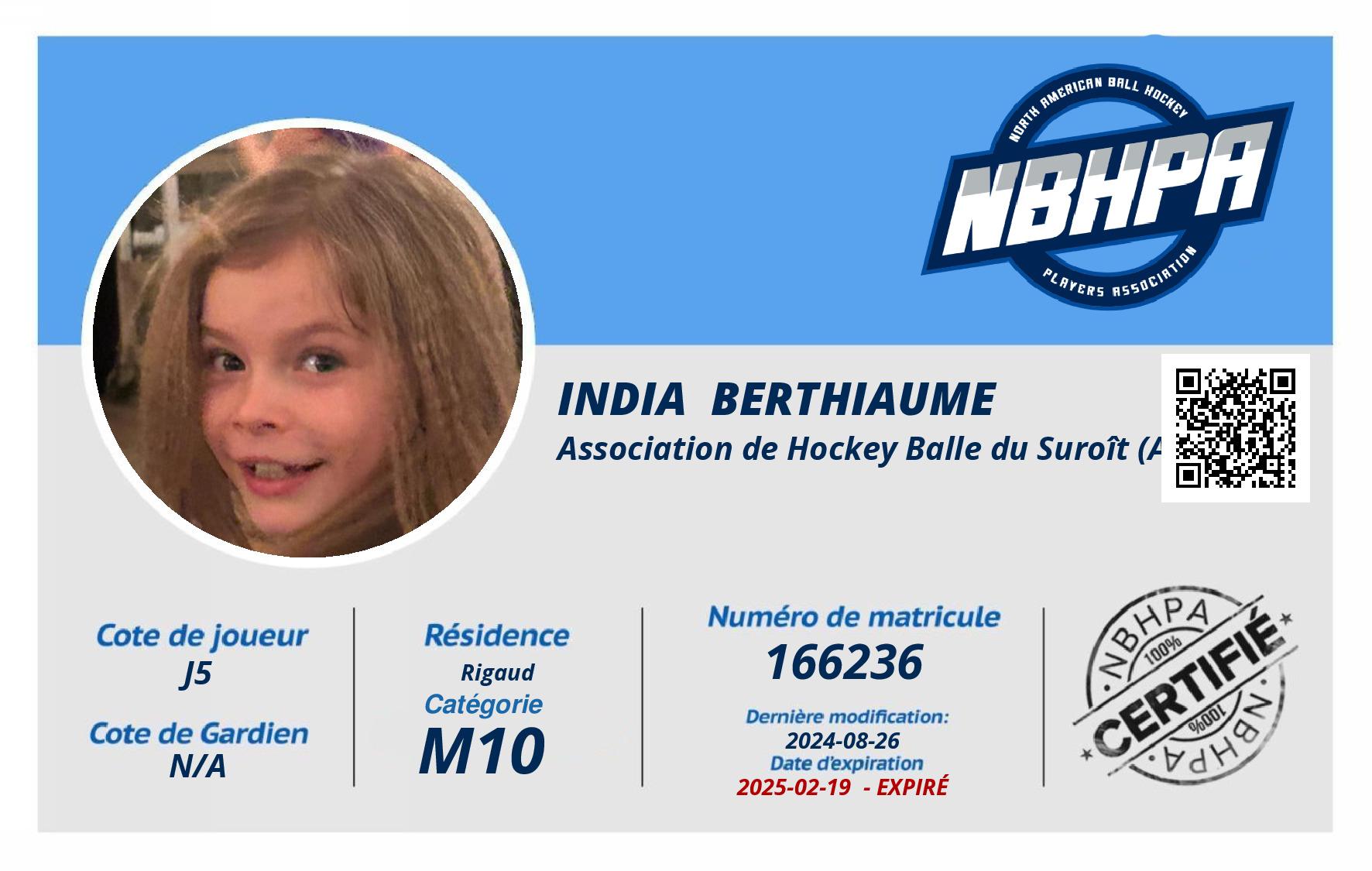 India  Berthiaume 