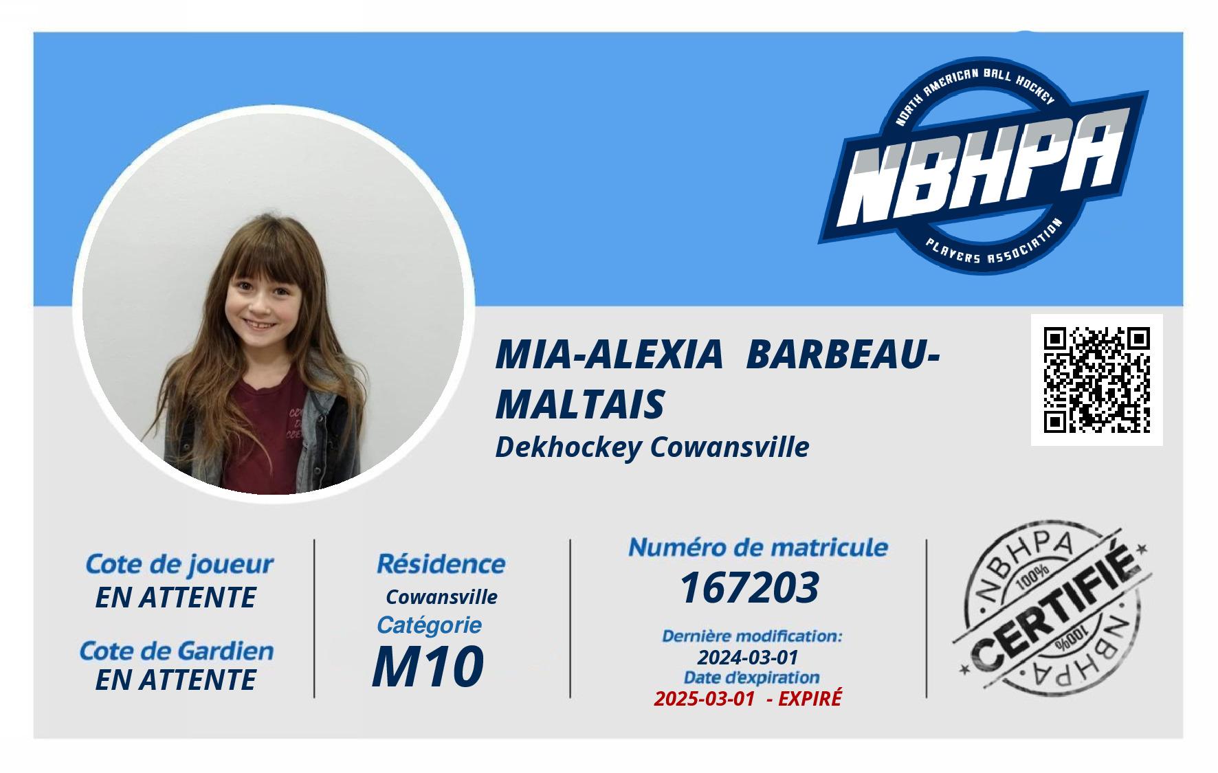 Mia-Alexia  Barbeau-Maltais