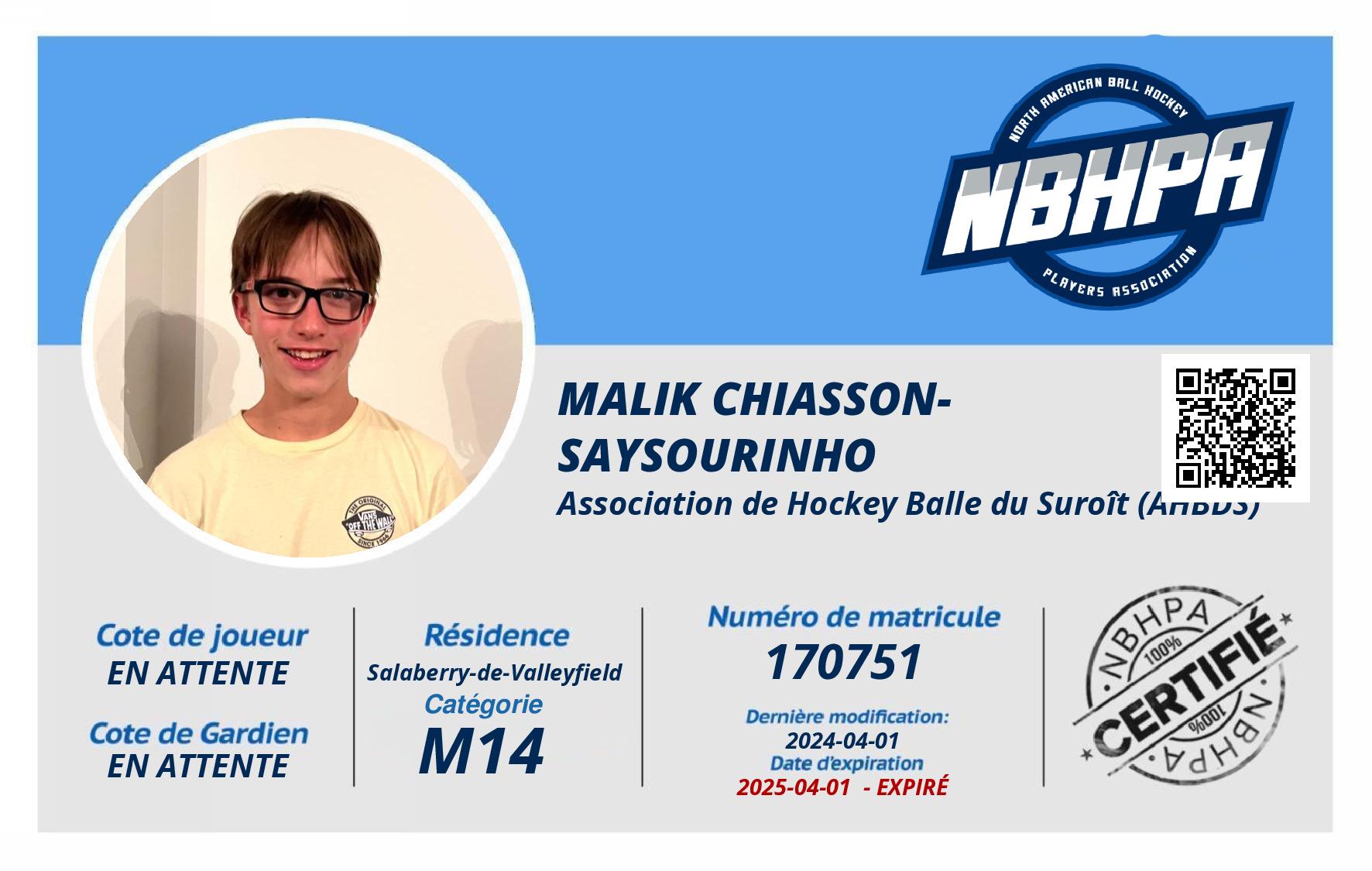 Malik Chiasson-Saysourinho