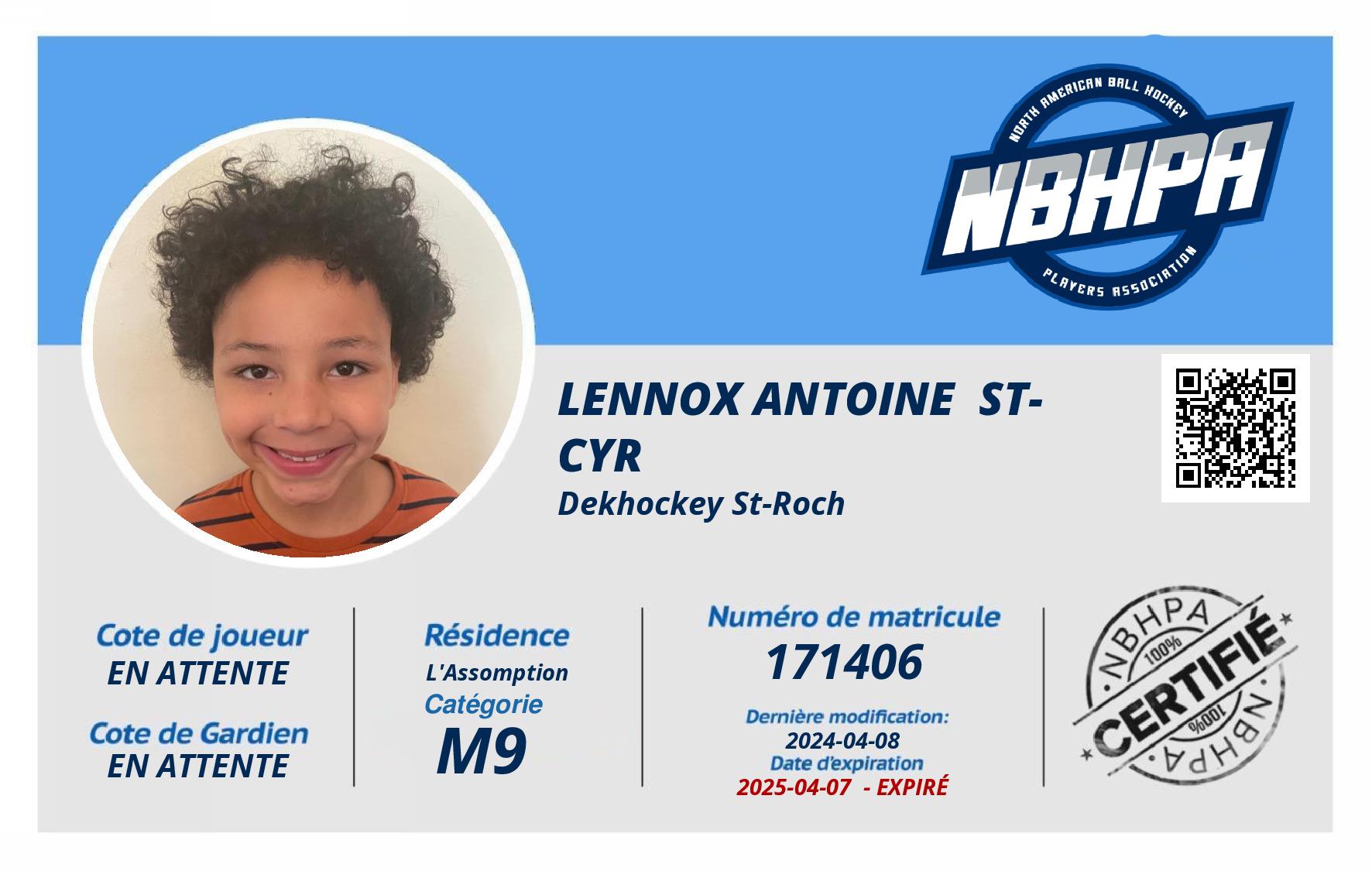 Lennox Antoine  St-Cyr 