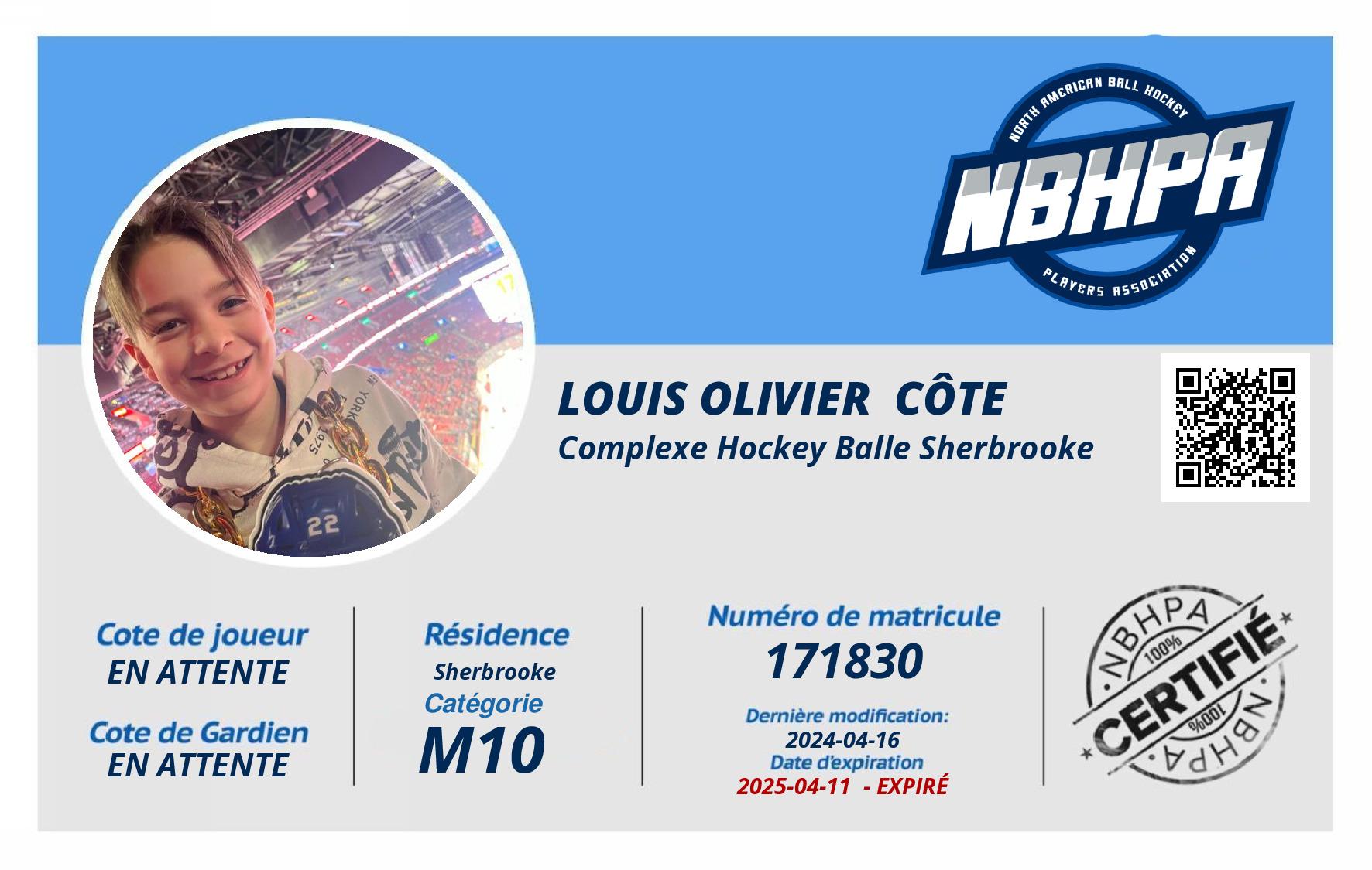 Louis Olivier  Côte 
