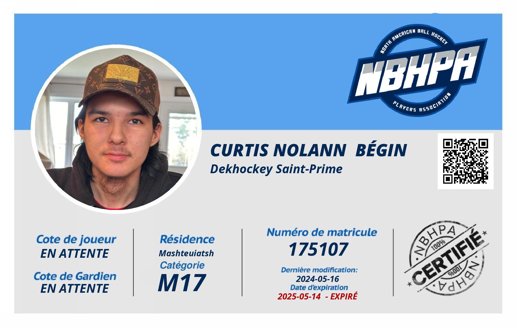 Curtis Nolann  Bégin