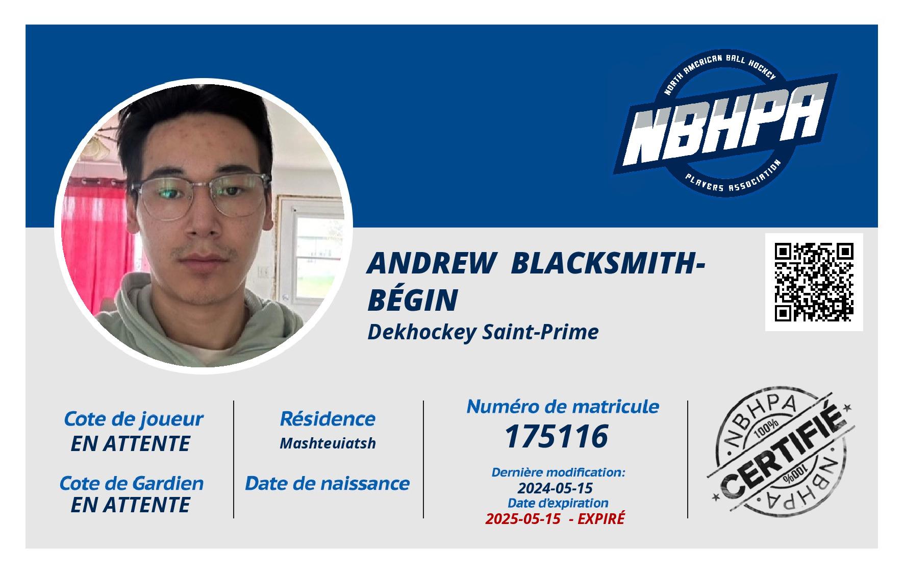 Andrew  Blacksmith-Bégin