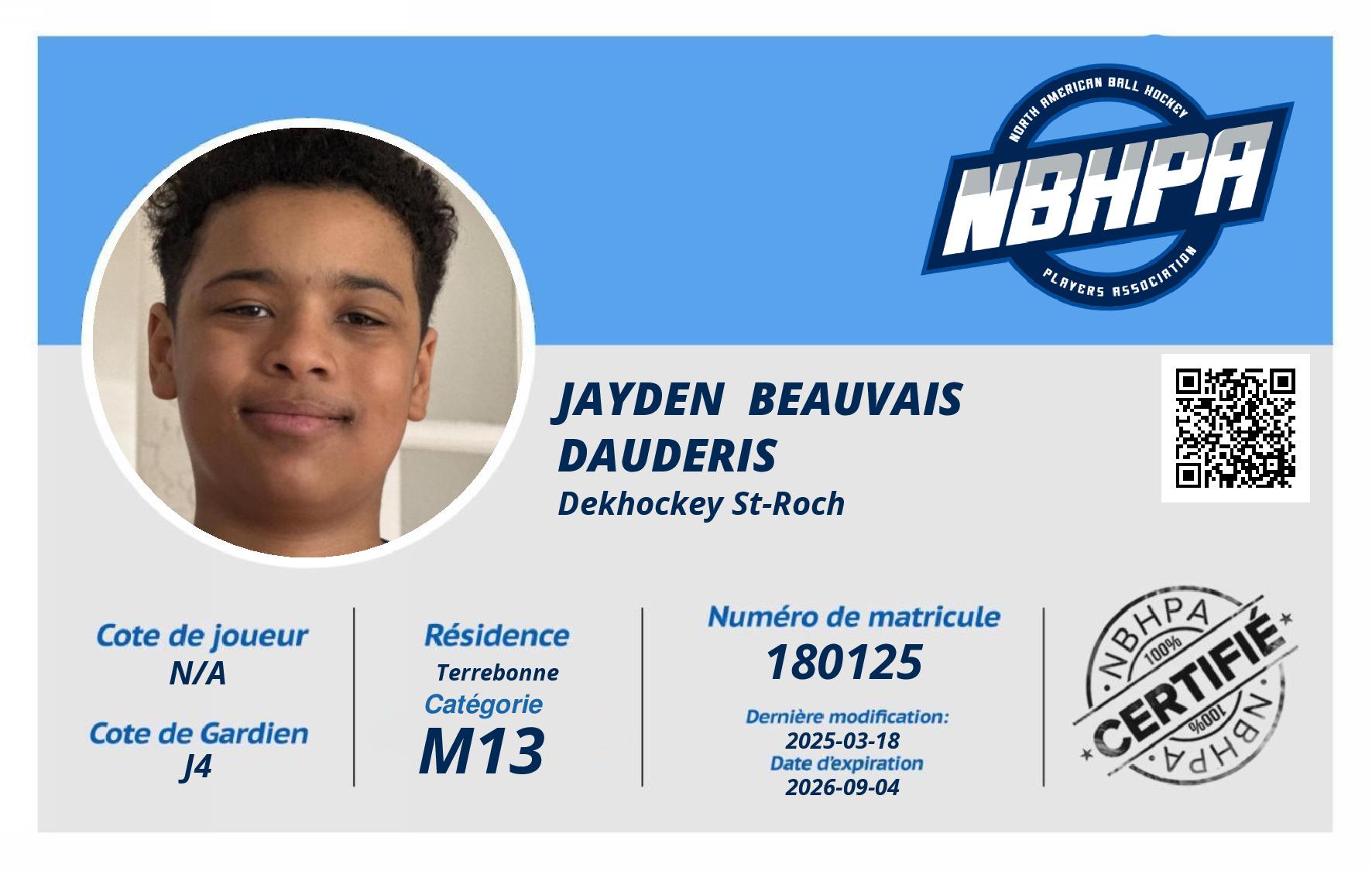 Jayden  Beauvais Dauderis 