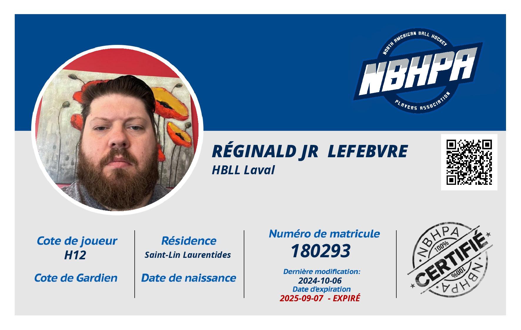 Réginald jr  Lefebvre