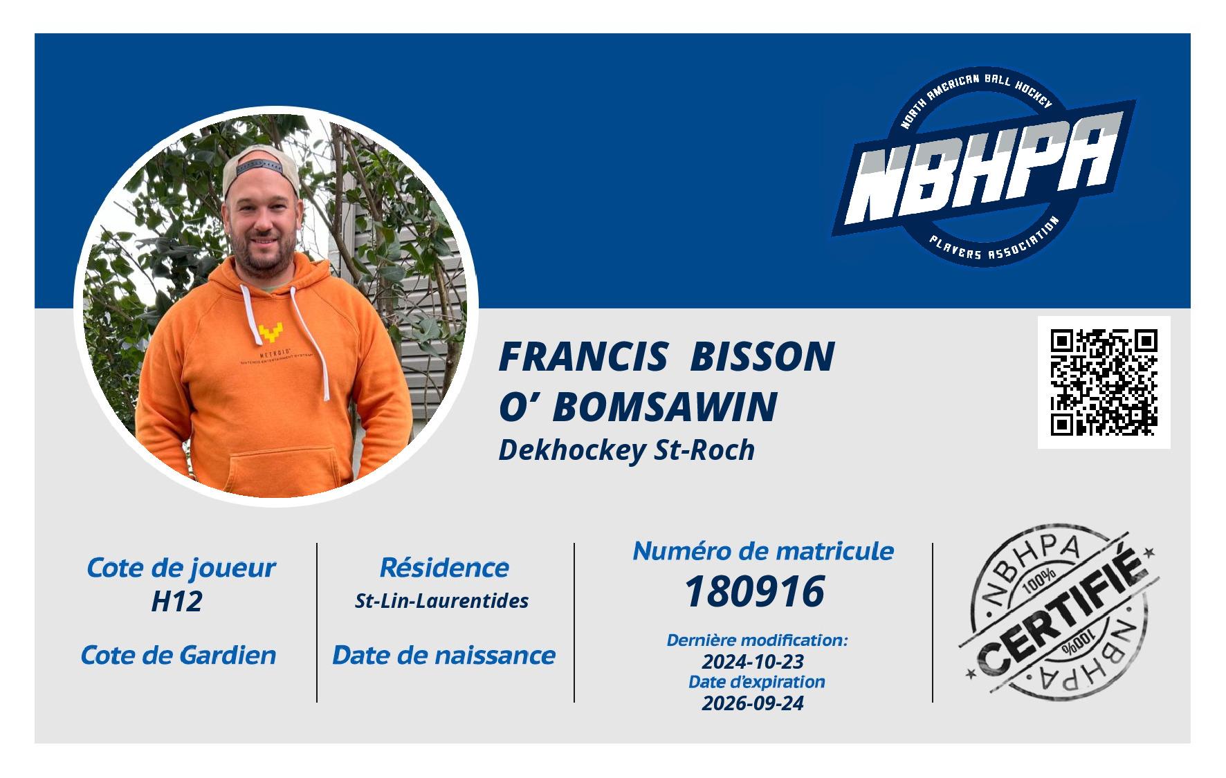 Francis  Bisson o’bomsawin 