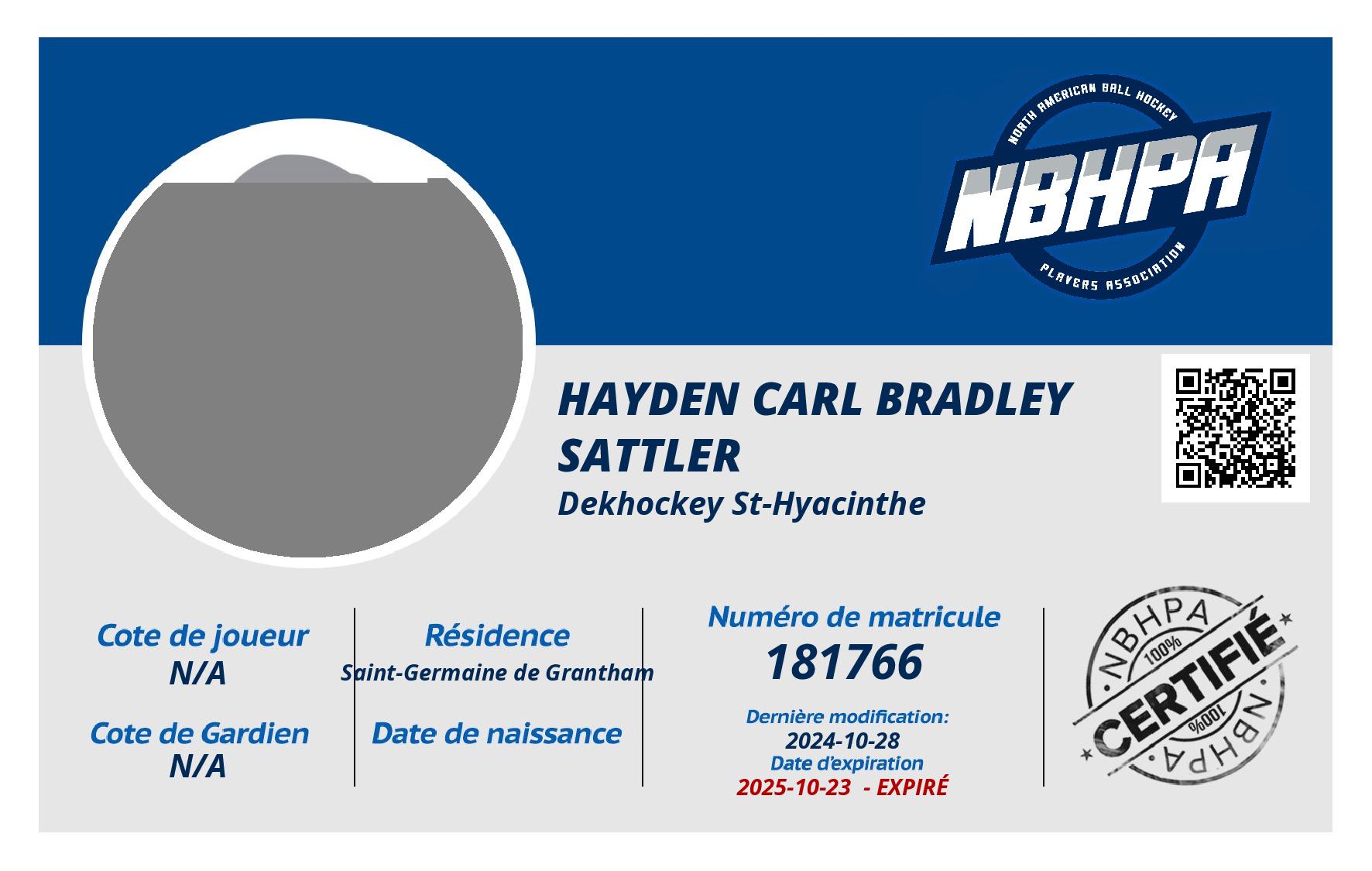 Hayden Carl Bradley Sattler