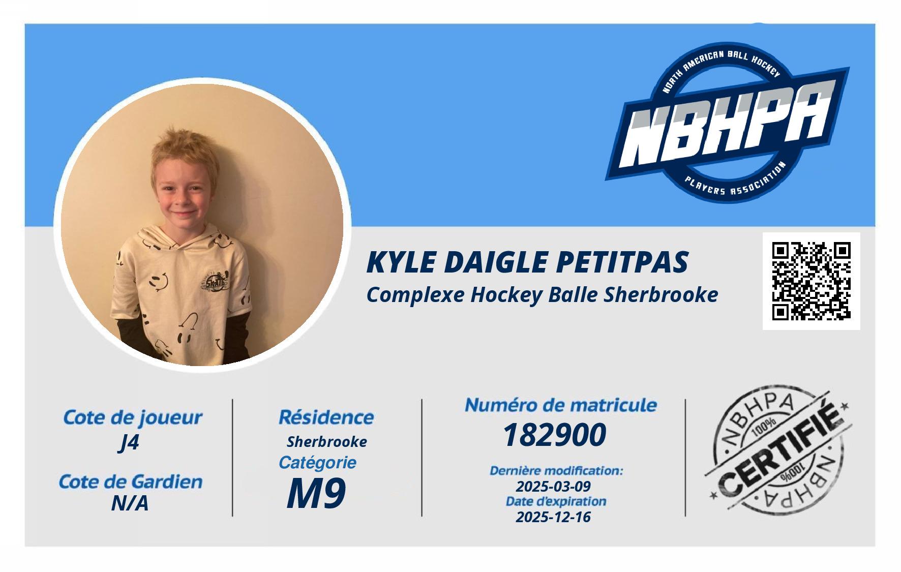 Kyle Daigle petitpas