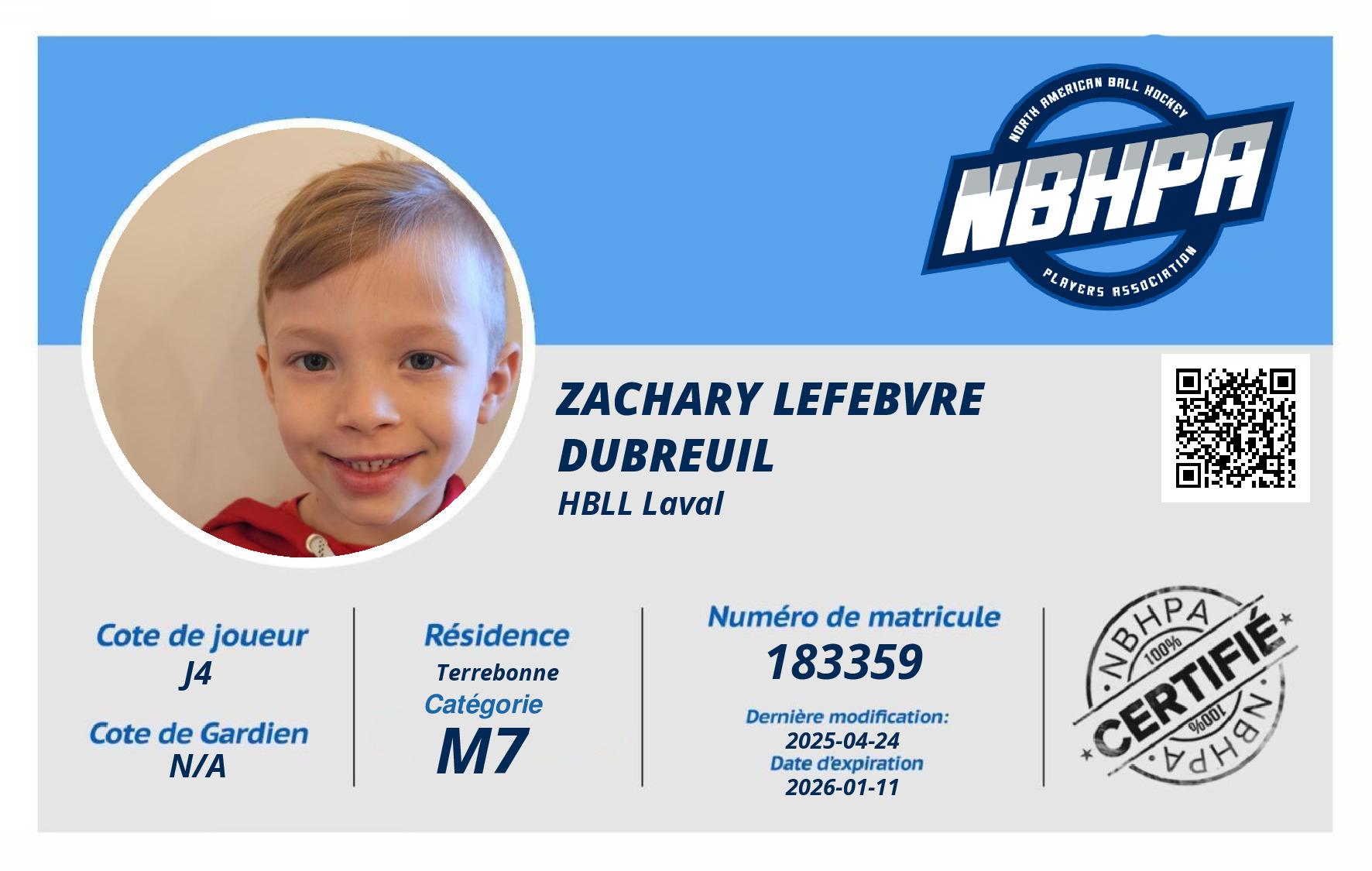 Zachary Lefebvre dubreuil