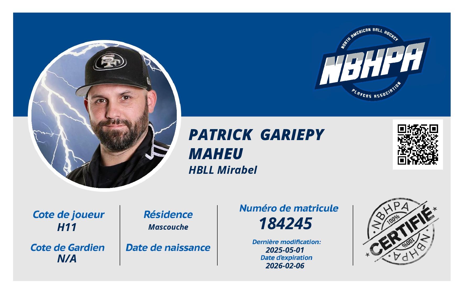 Patrick  Gariepy Maheu