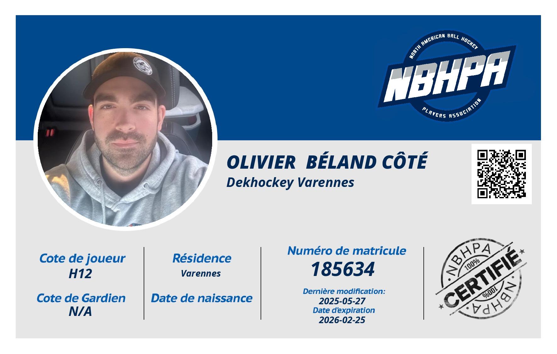 Olivier  Béland côté 