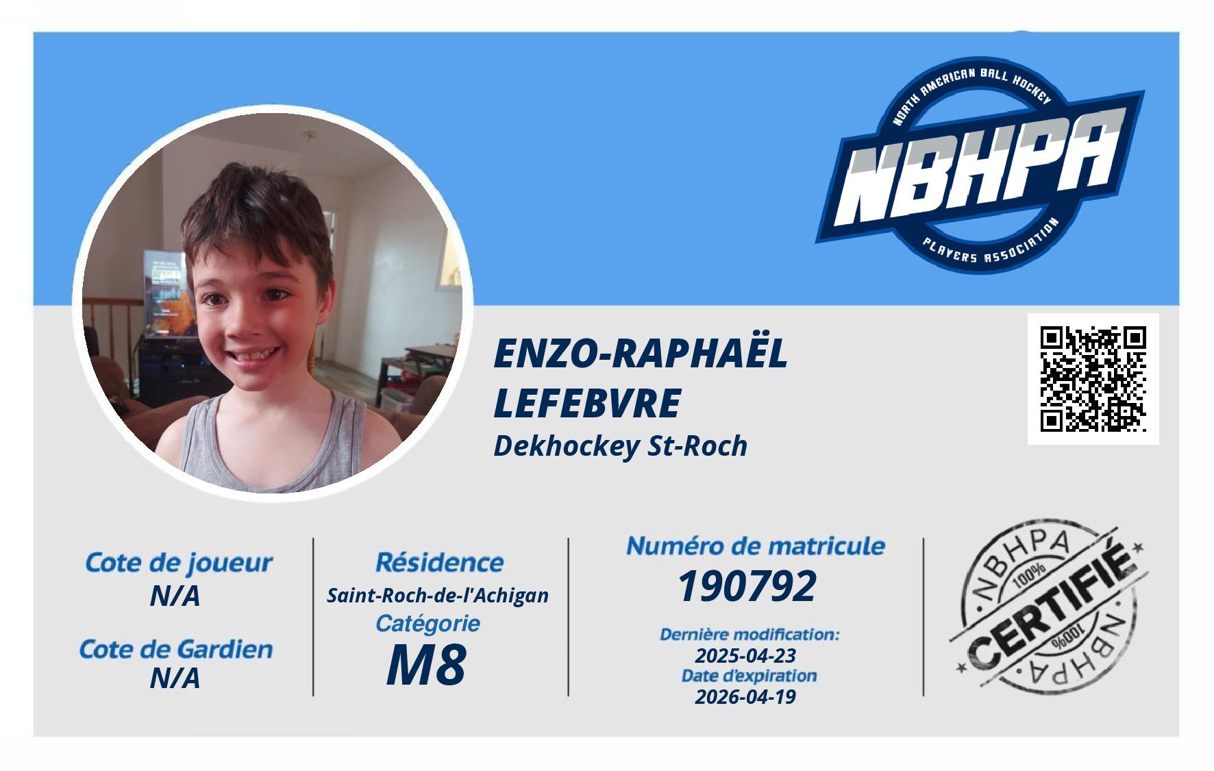 Enzo-raphaël  Lefebvre