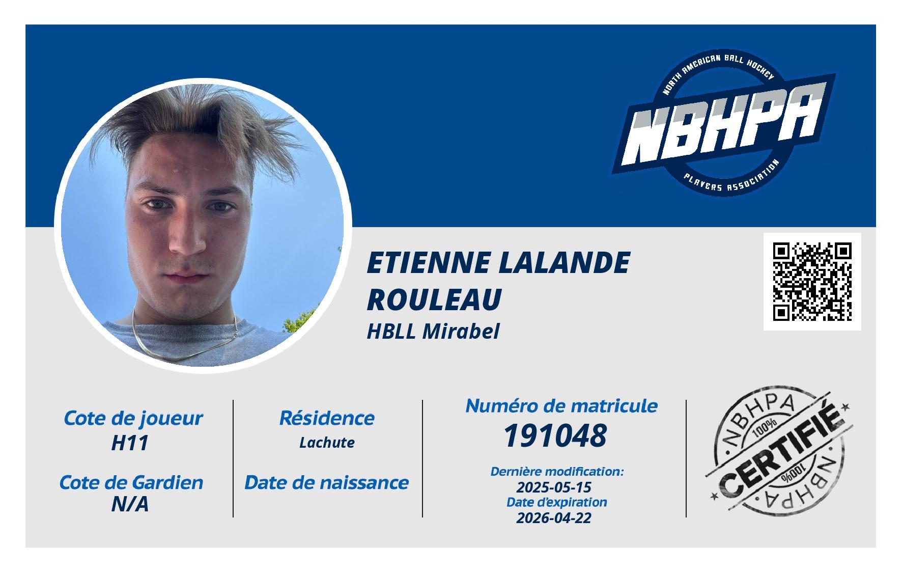 Etienne Lalande rouleau