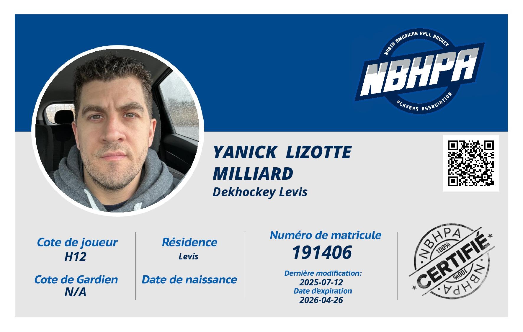Yanick  Lizotte Milliard 