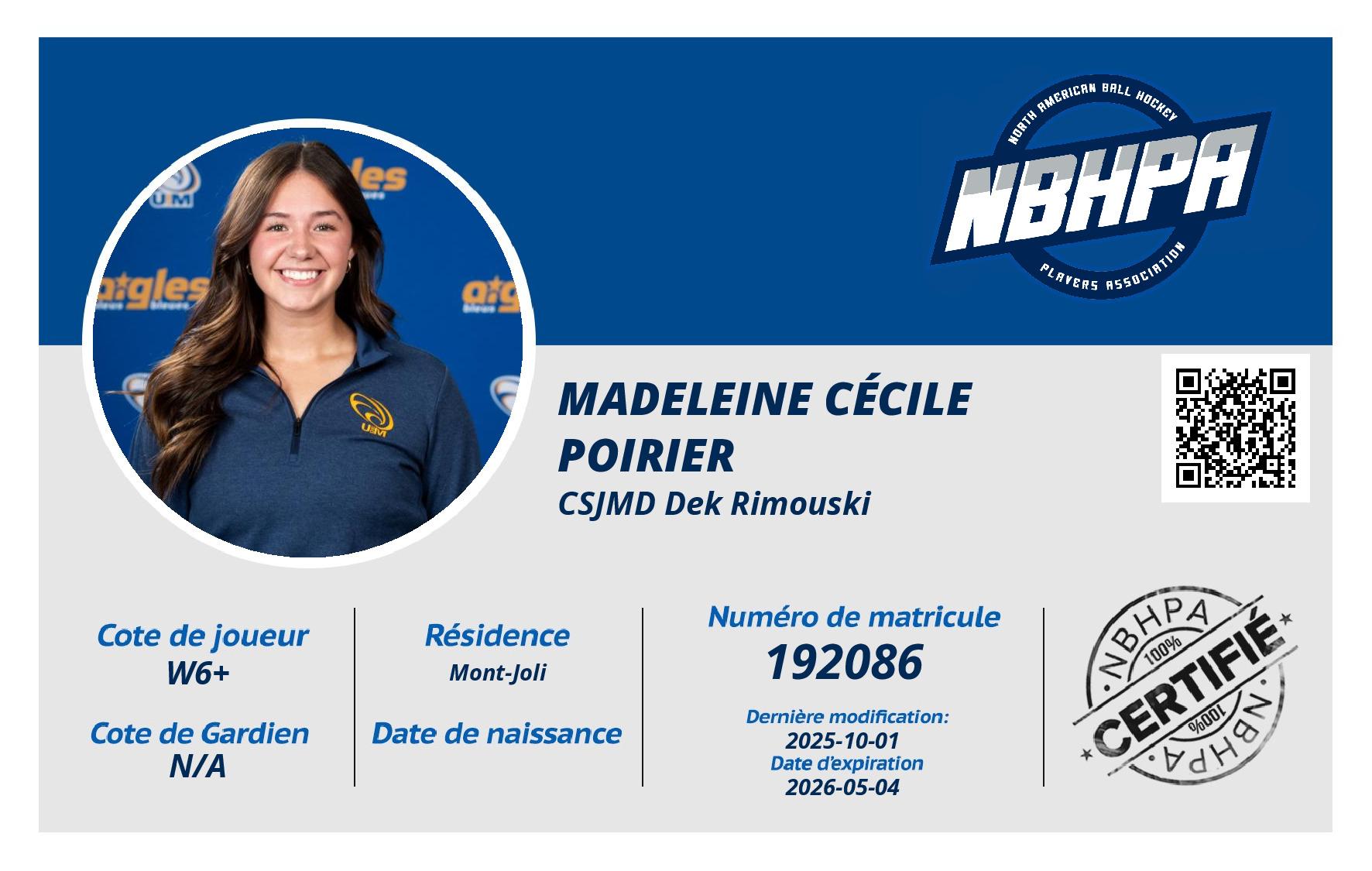 Madeleine Cécile  Poirier 